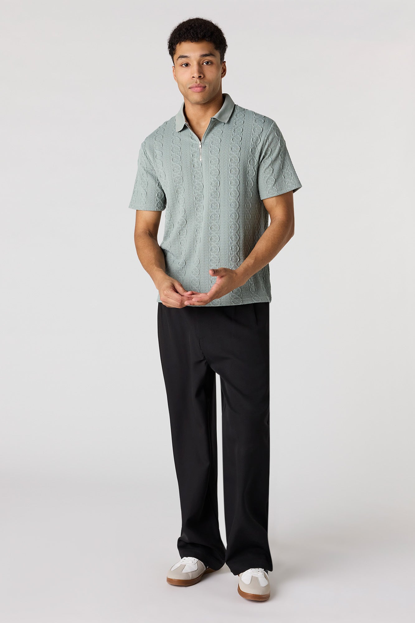 Textured Zip Polo