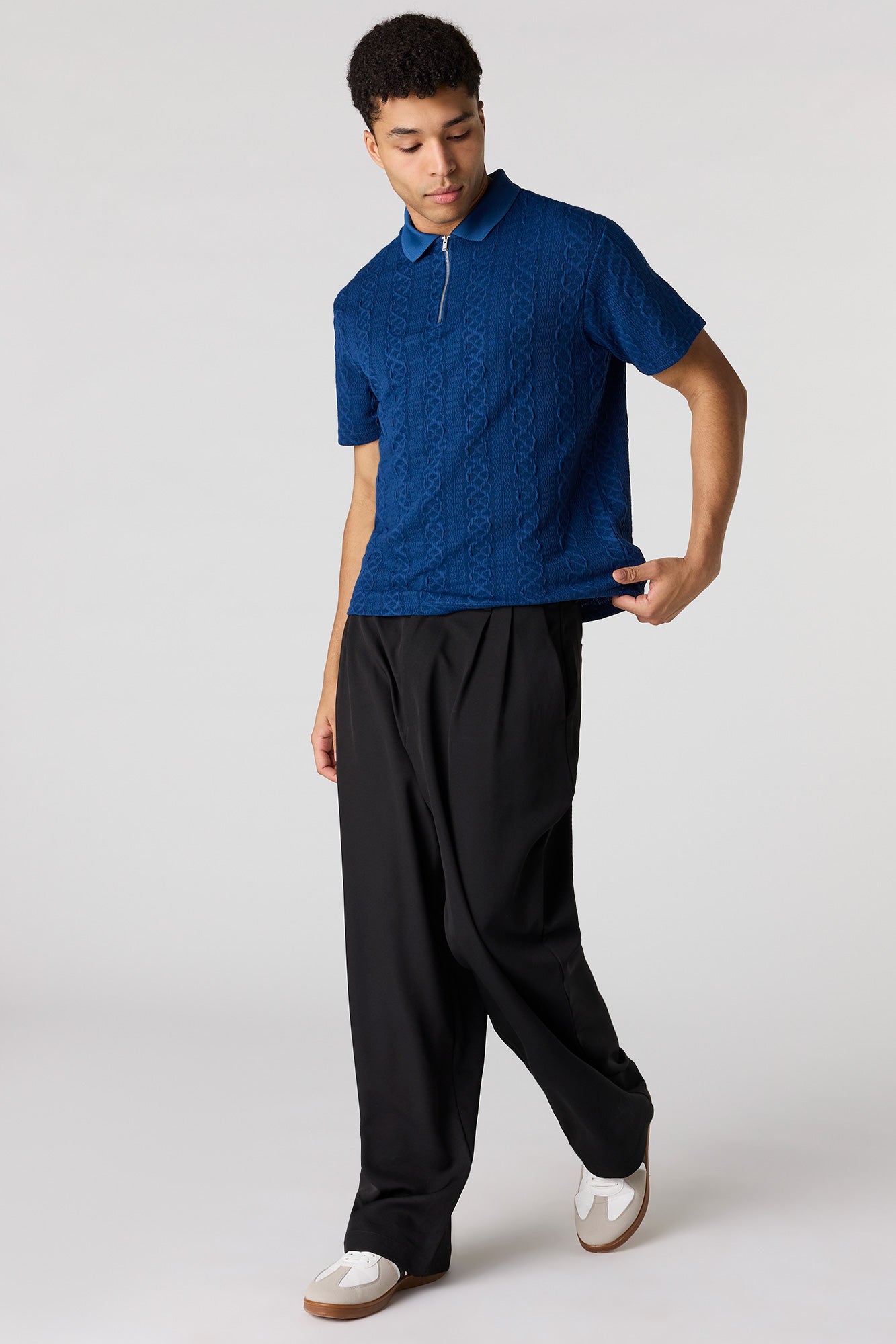 Textured Zip Polo