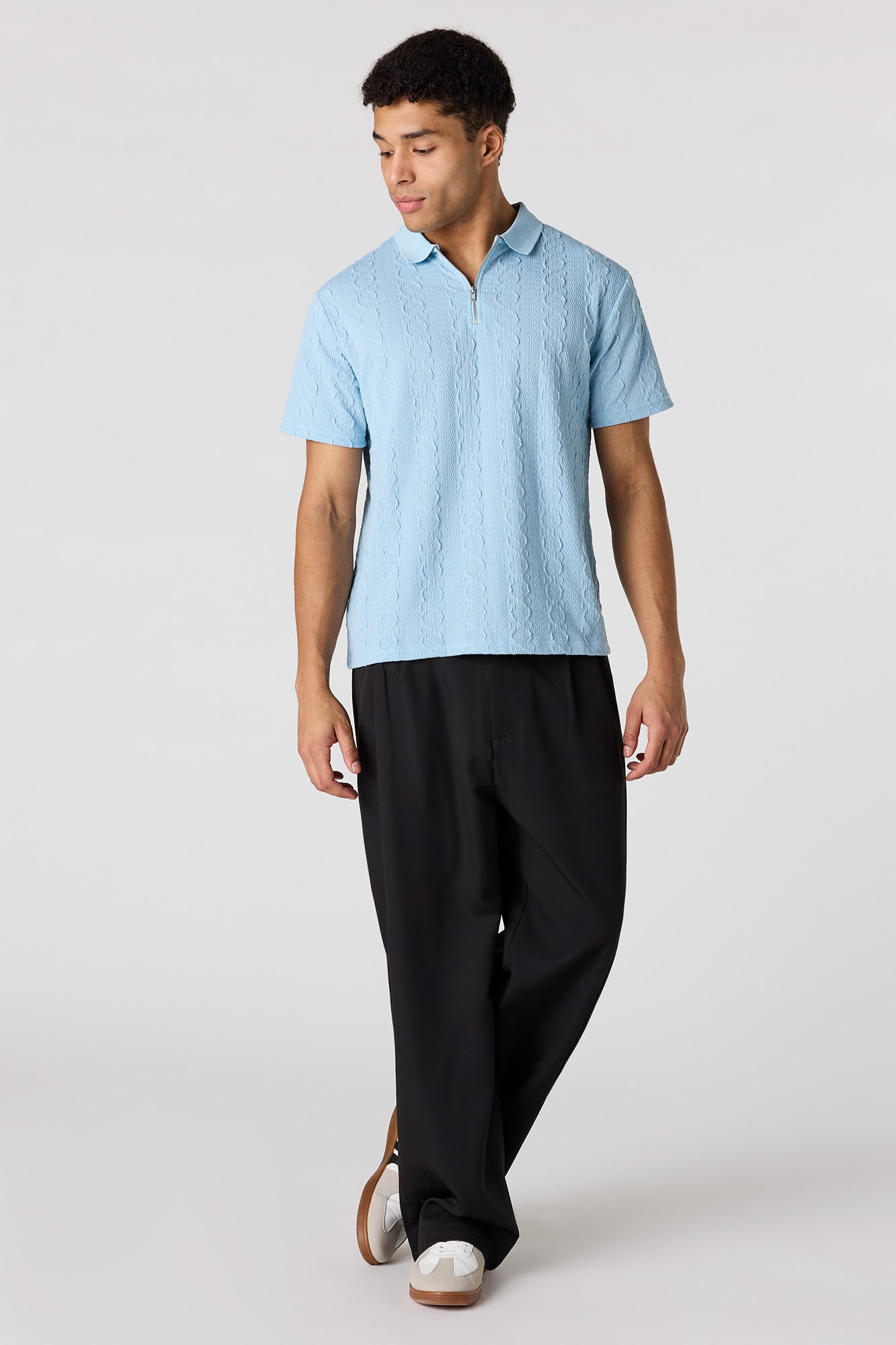 Textured Zip Polo