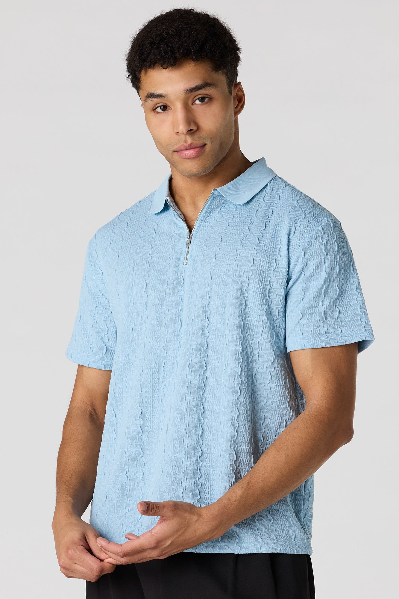 Textured Zip Polo