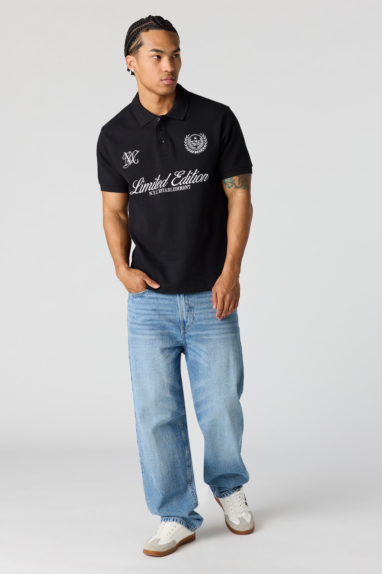 Embroidered Ribbed Polo