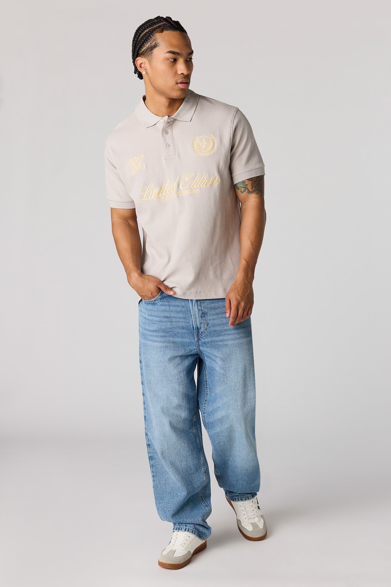 Embroidered Ribbed Polo