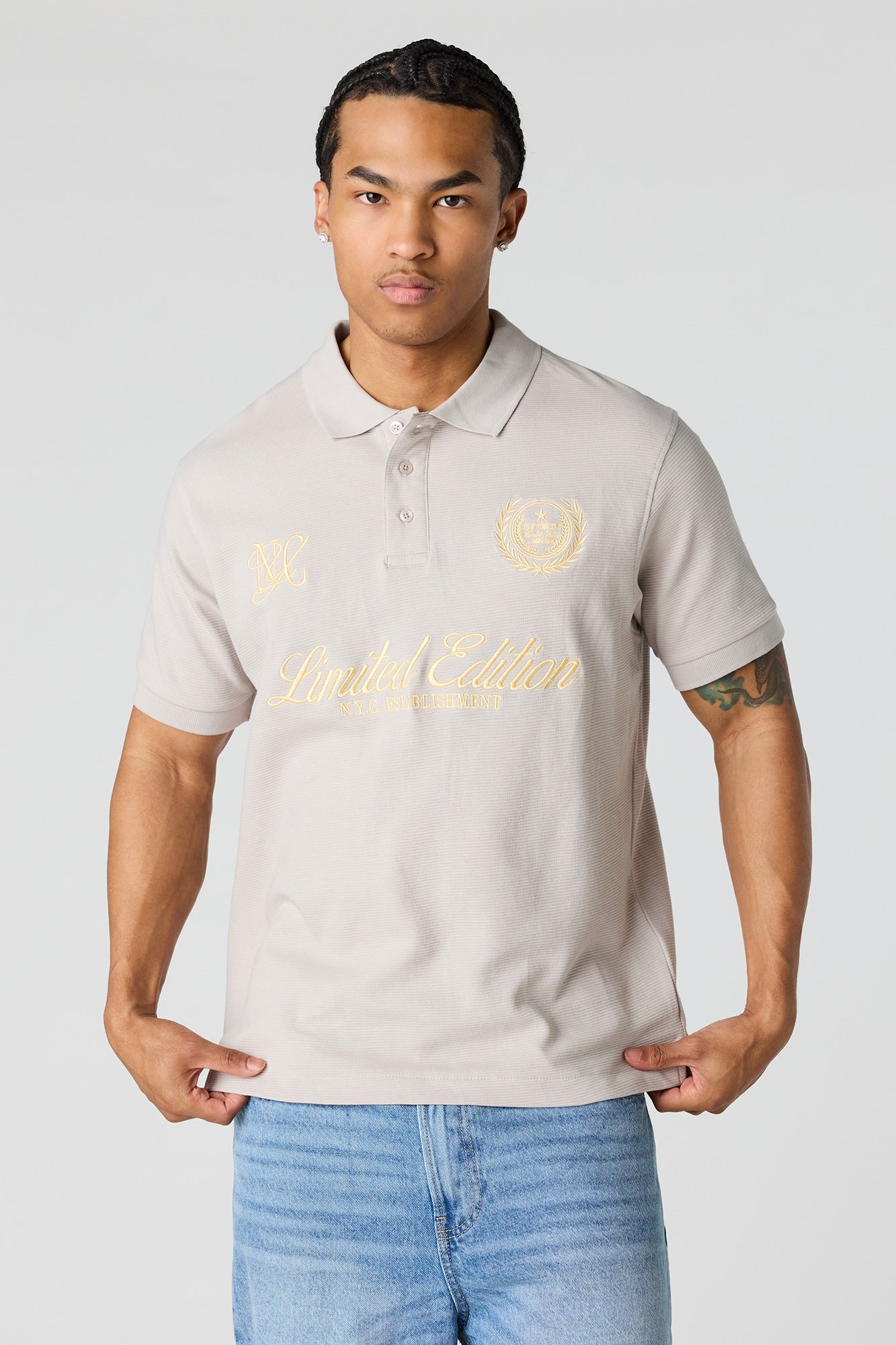 Embroidered Ribbed Polo