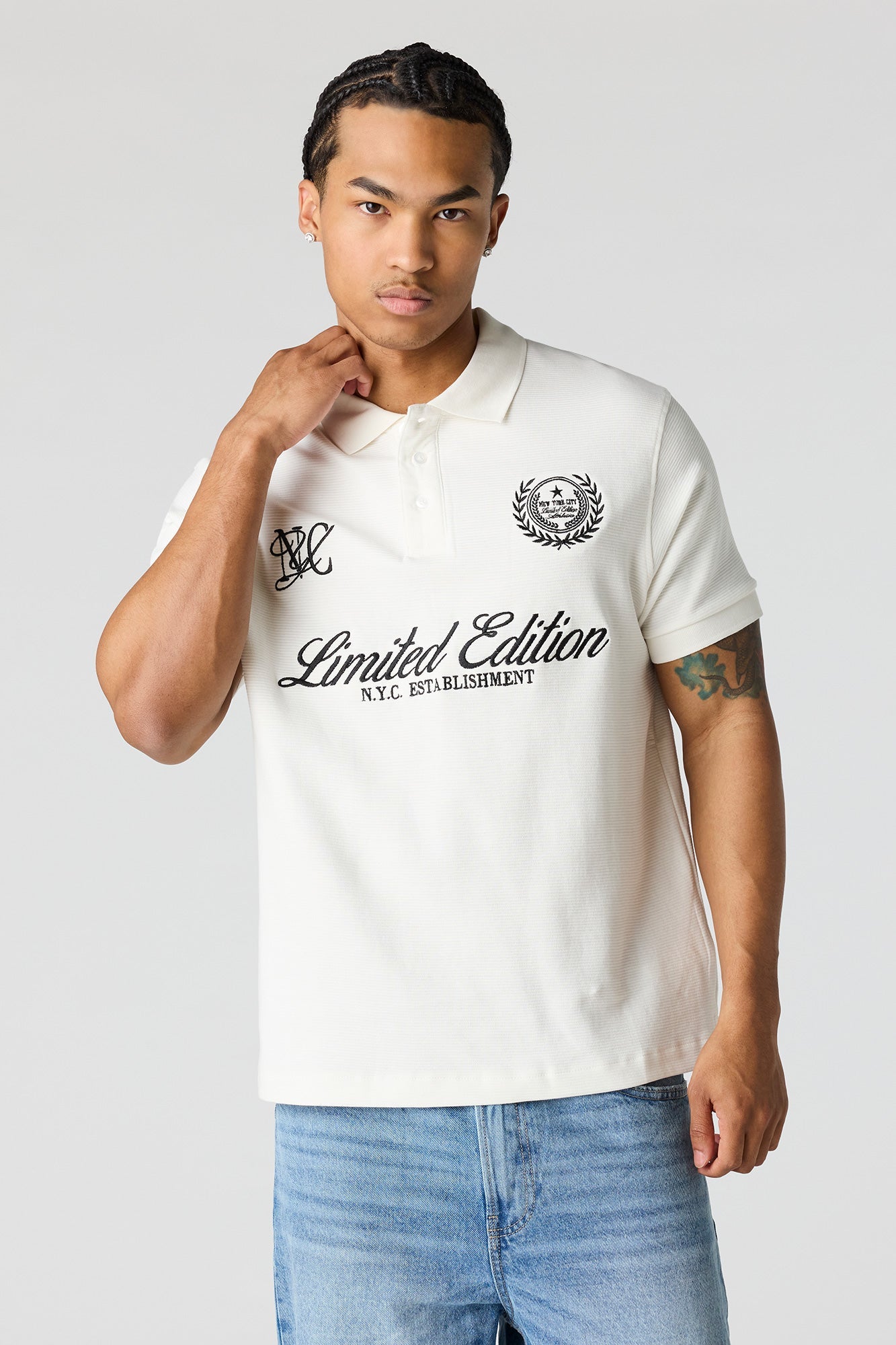 Embroidered Ribbed Polo
