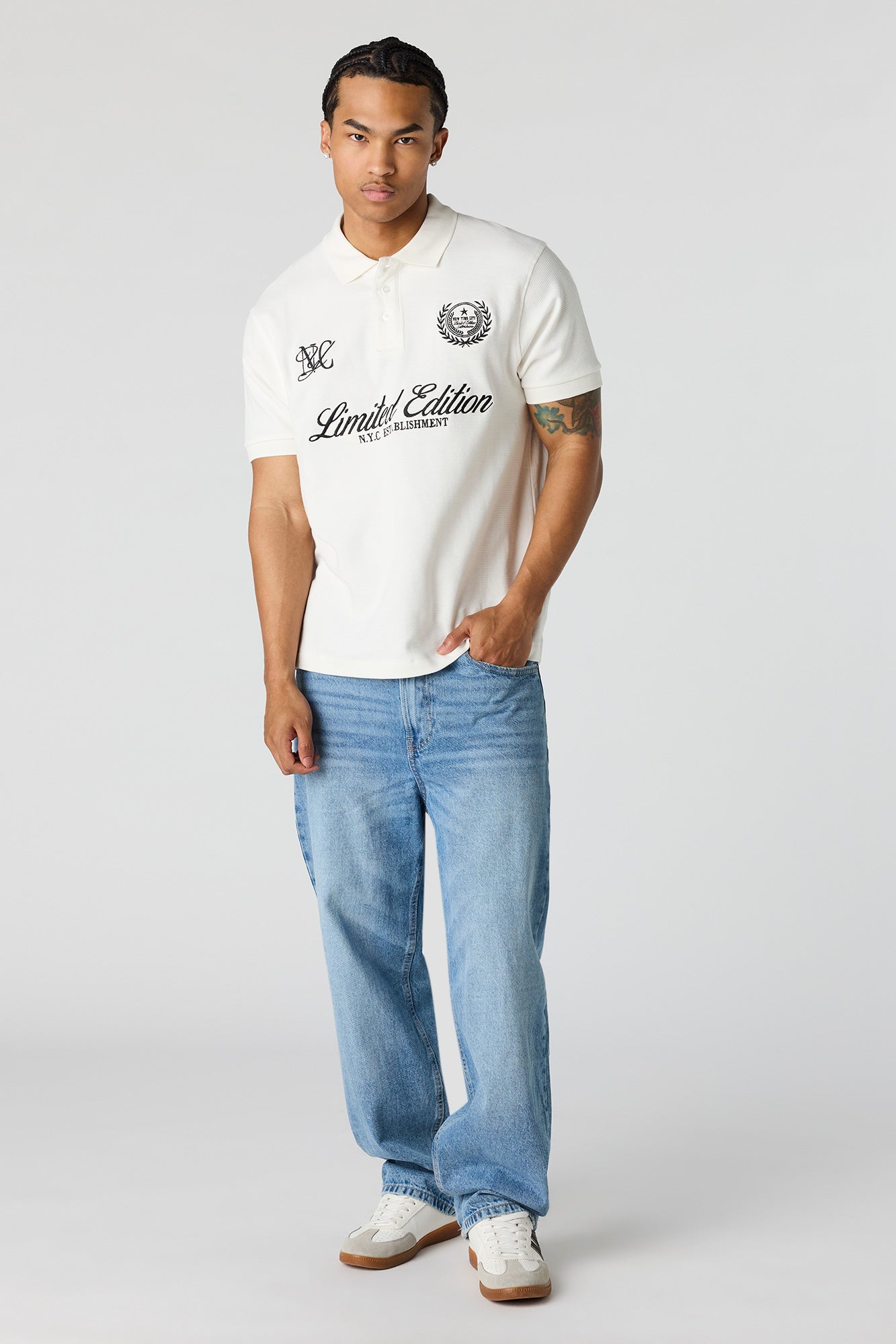 Embroidered Ribbed Polo
