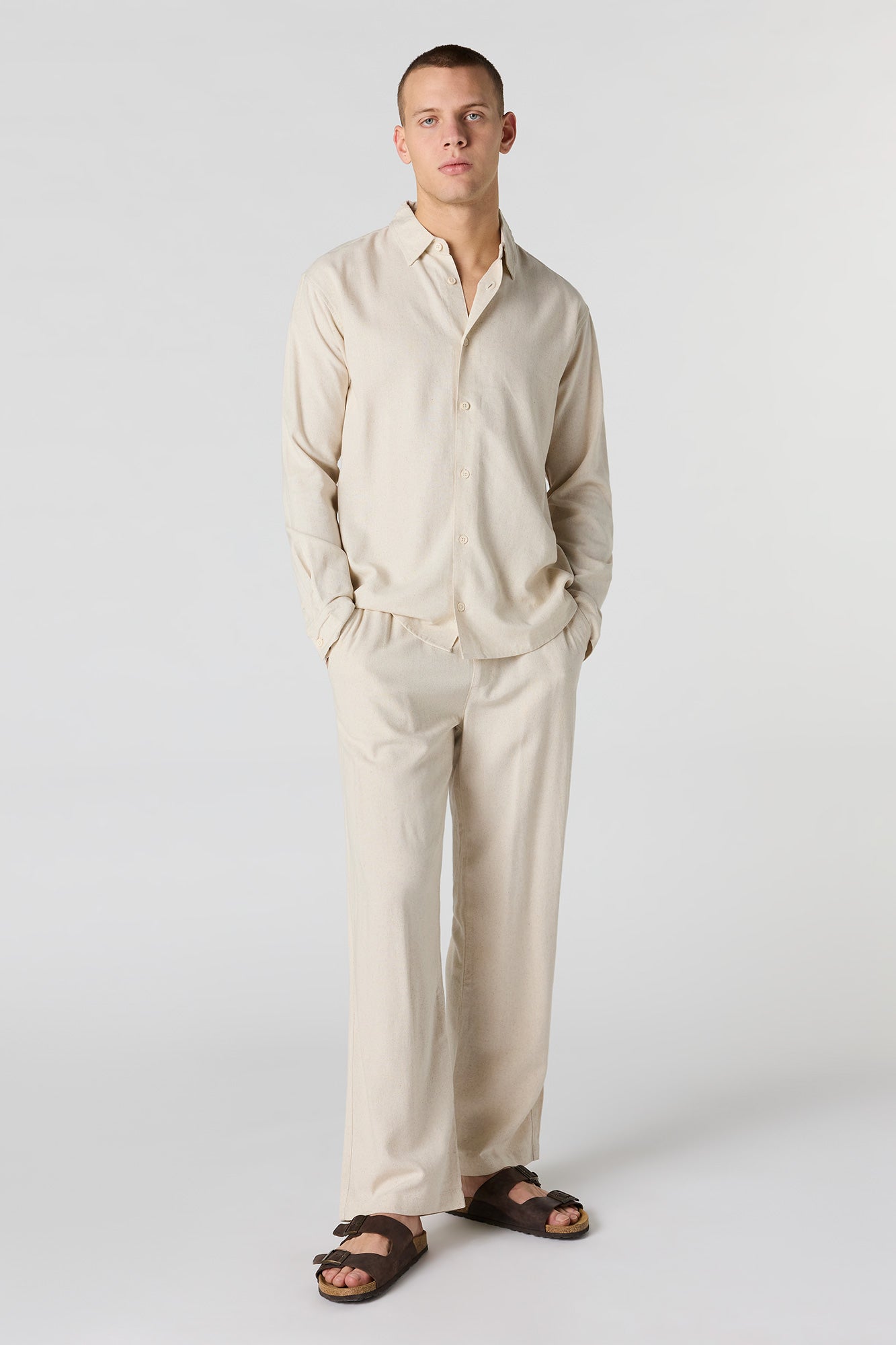Linen-Blend Baggy Pant