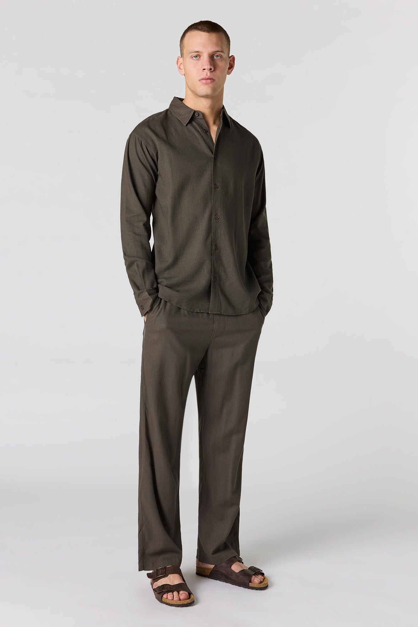 Linen-Blend Baggy Pant