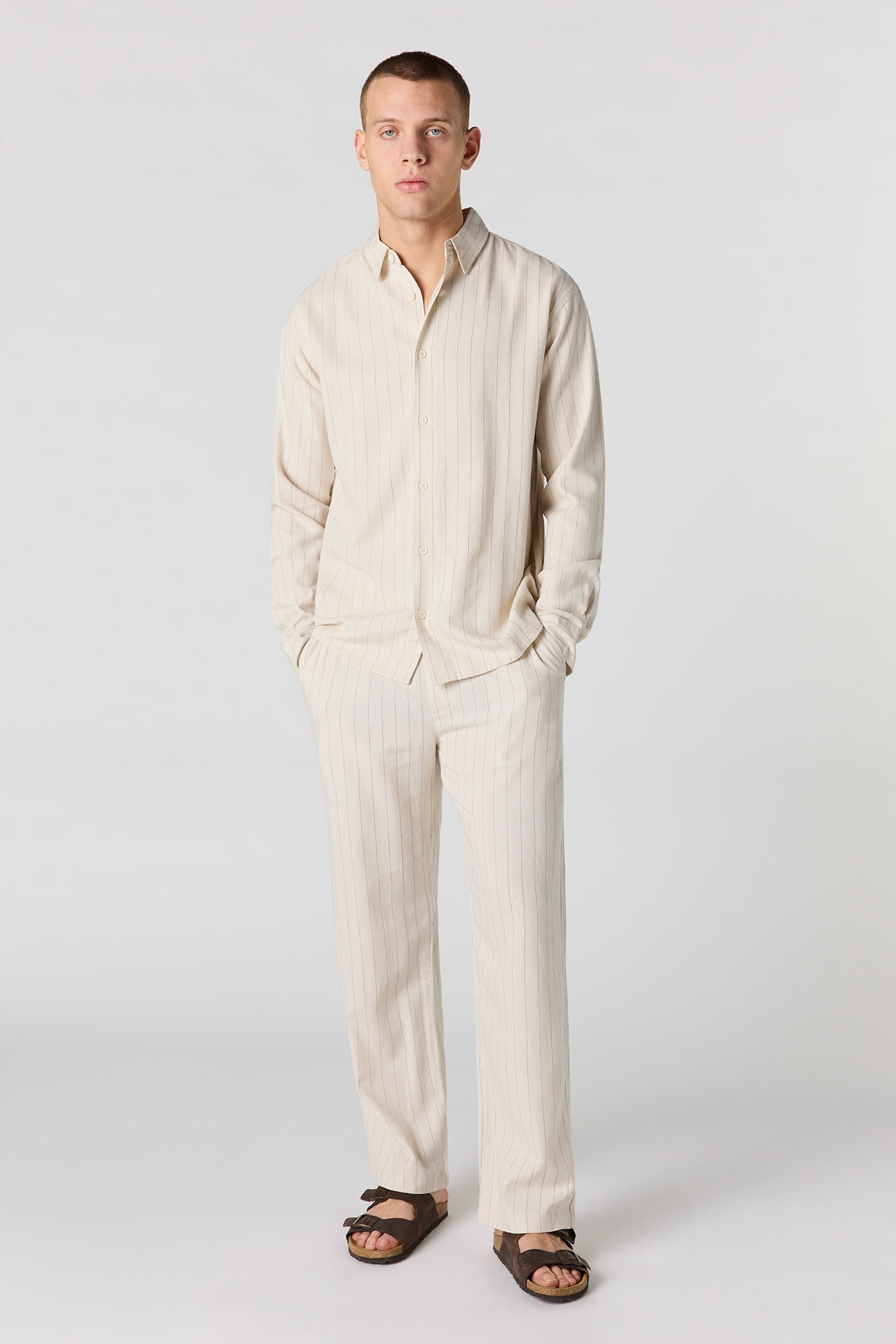 Linen-Blend Baggy Pant