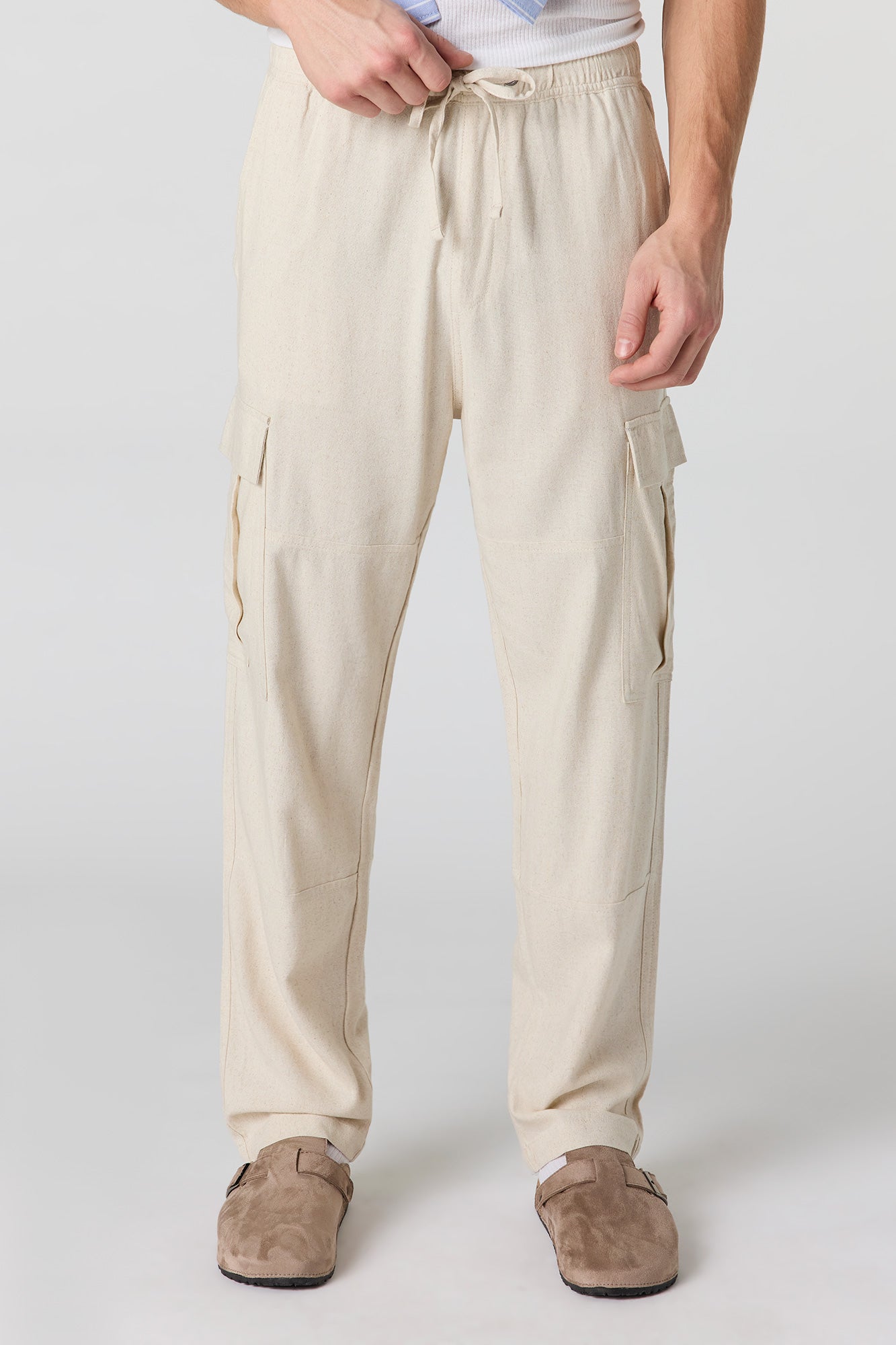 Linen-Blend Baggy Cargo Jogger