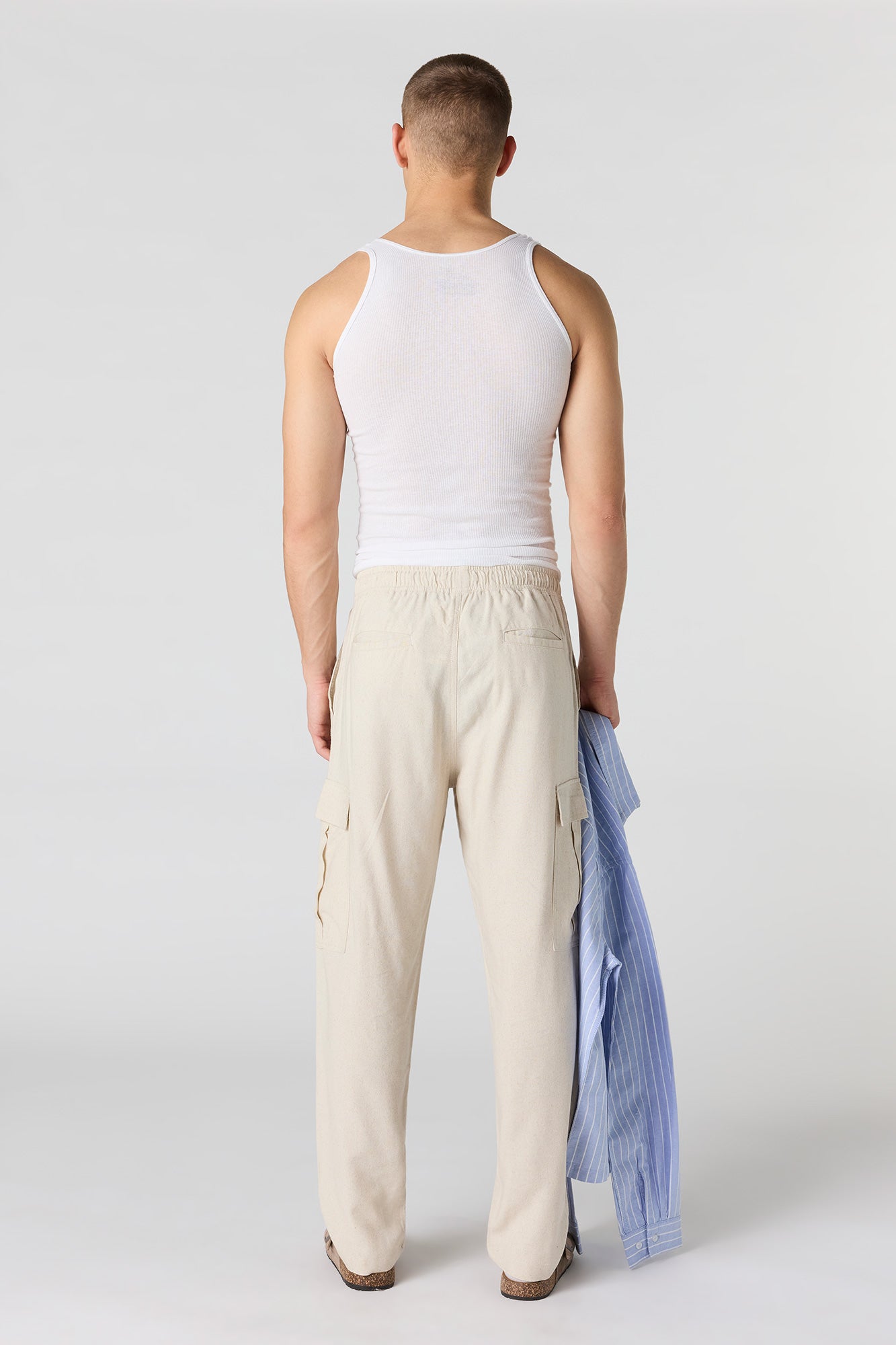 Linen-Blend Baggy Cargo Jogger