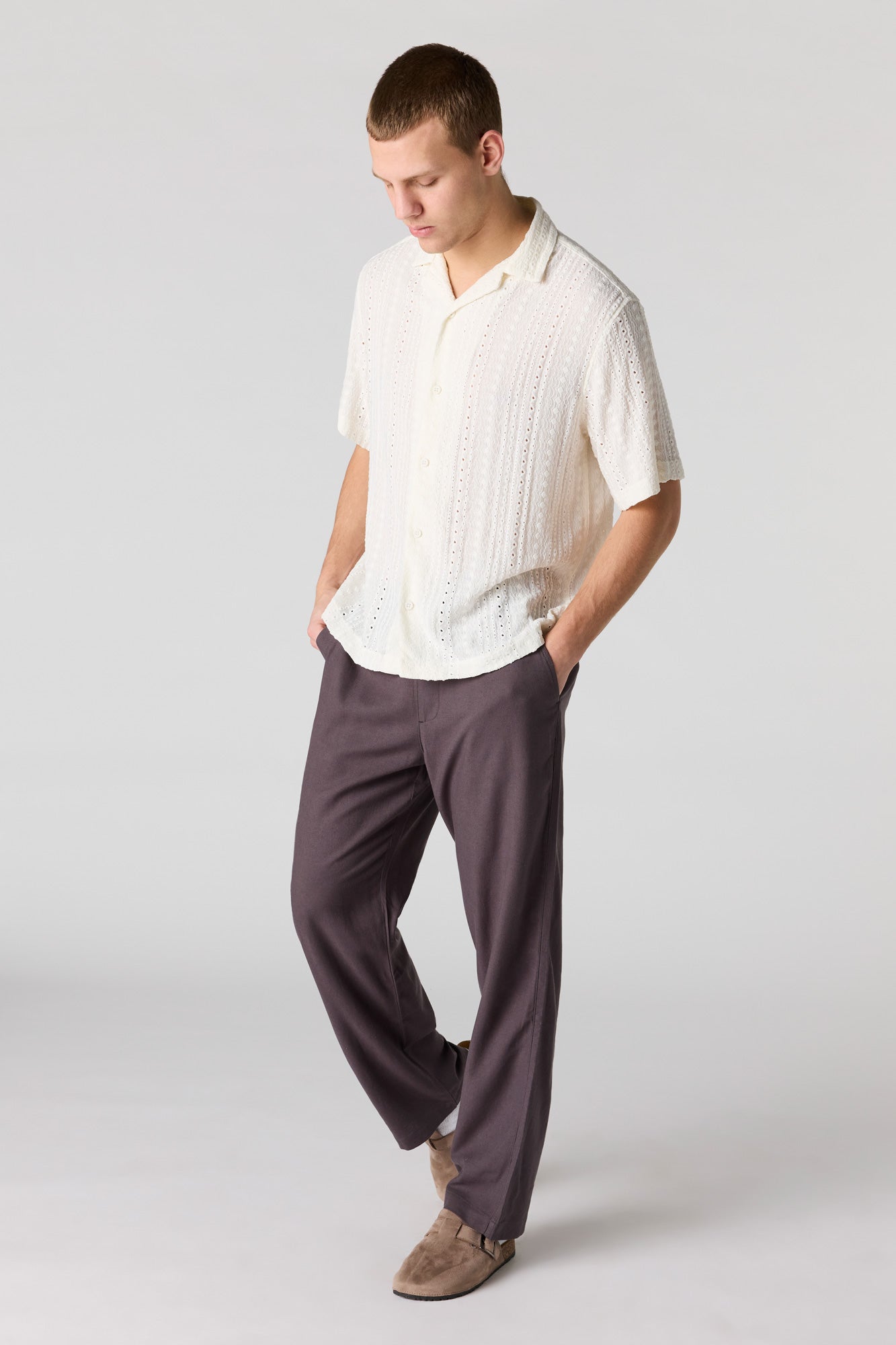 Linen-Blend Baggy Pant