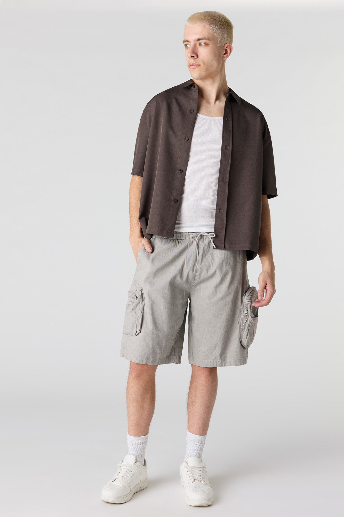 Drawstring Waist Cargo Short