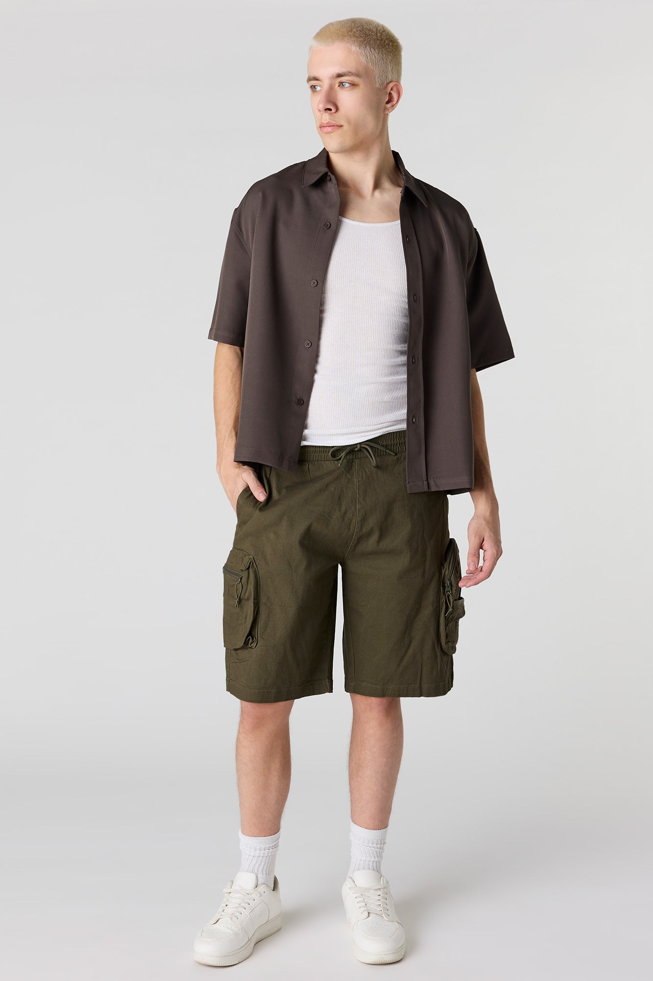 Drawstring Waist Cargo Short