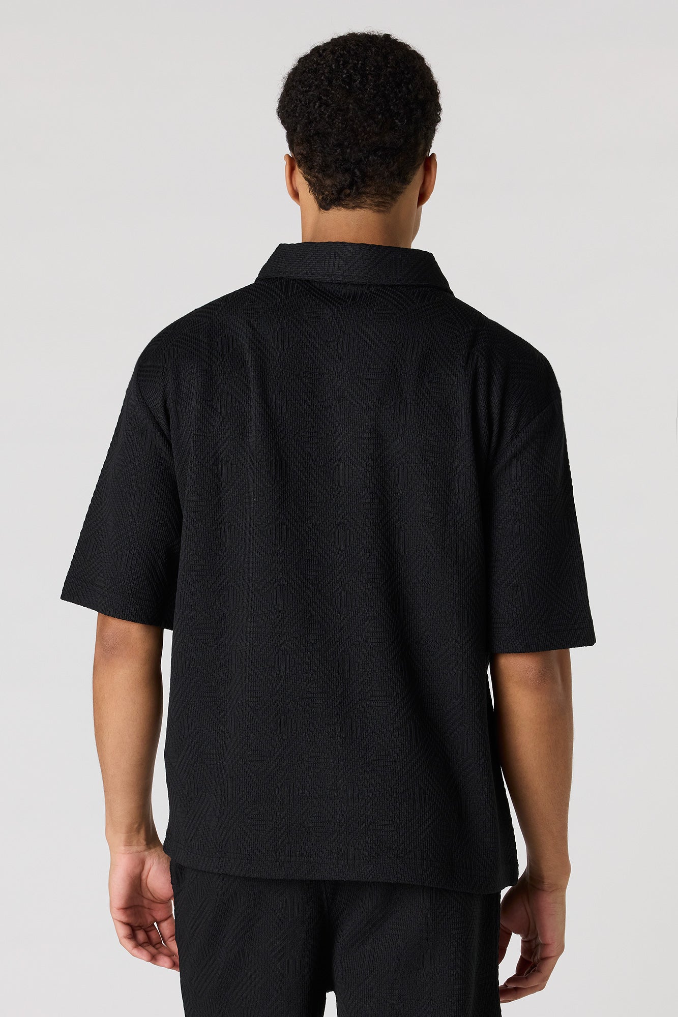 Textured Button-Up Collared Top