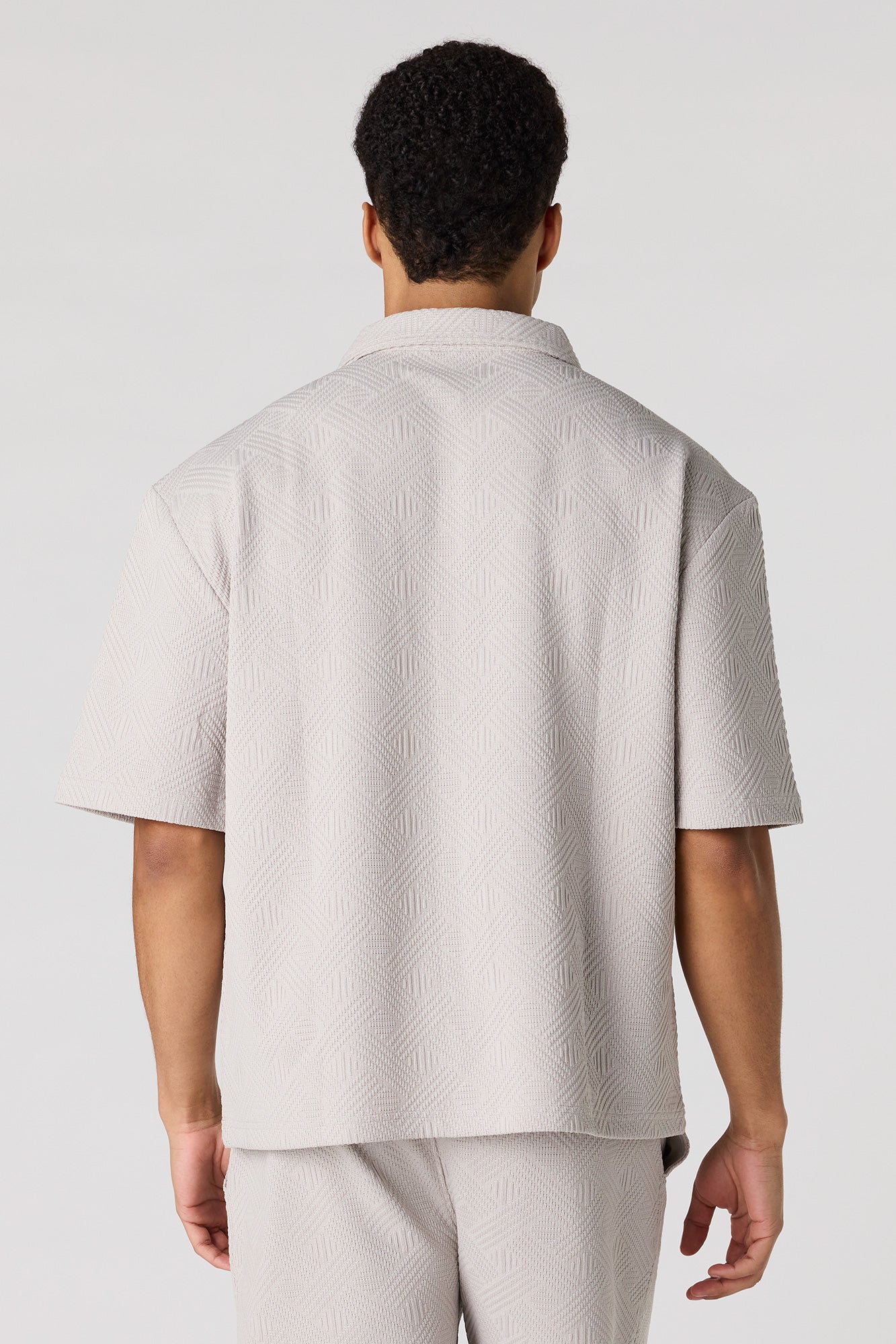 Textured Button-Up Collared Top
