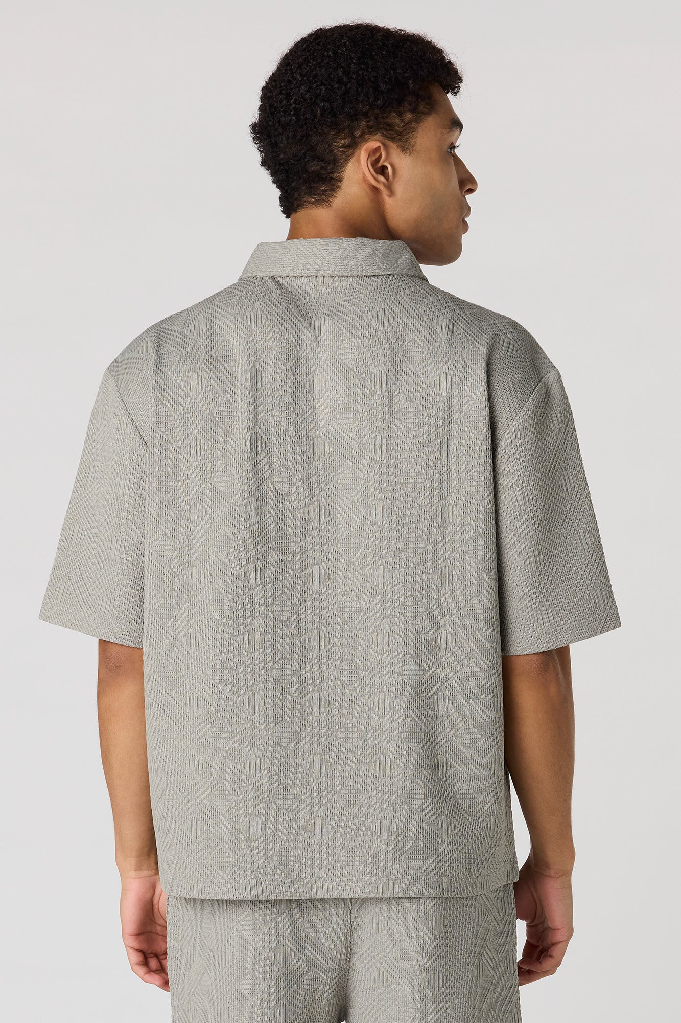 Textured Button-Up Collared Top