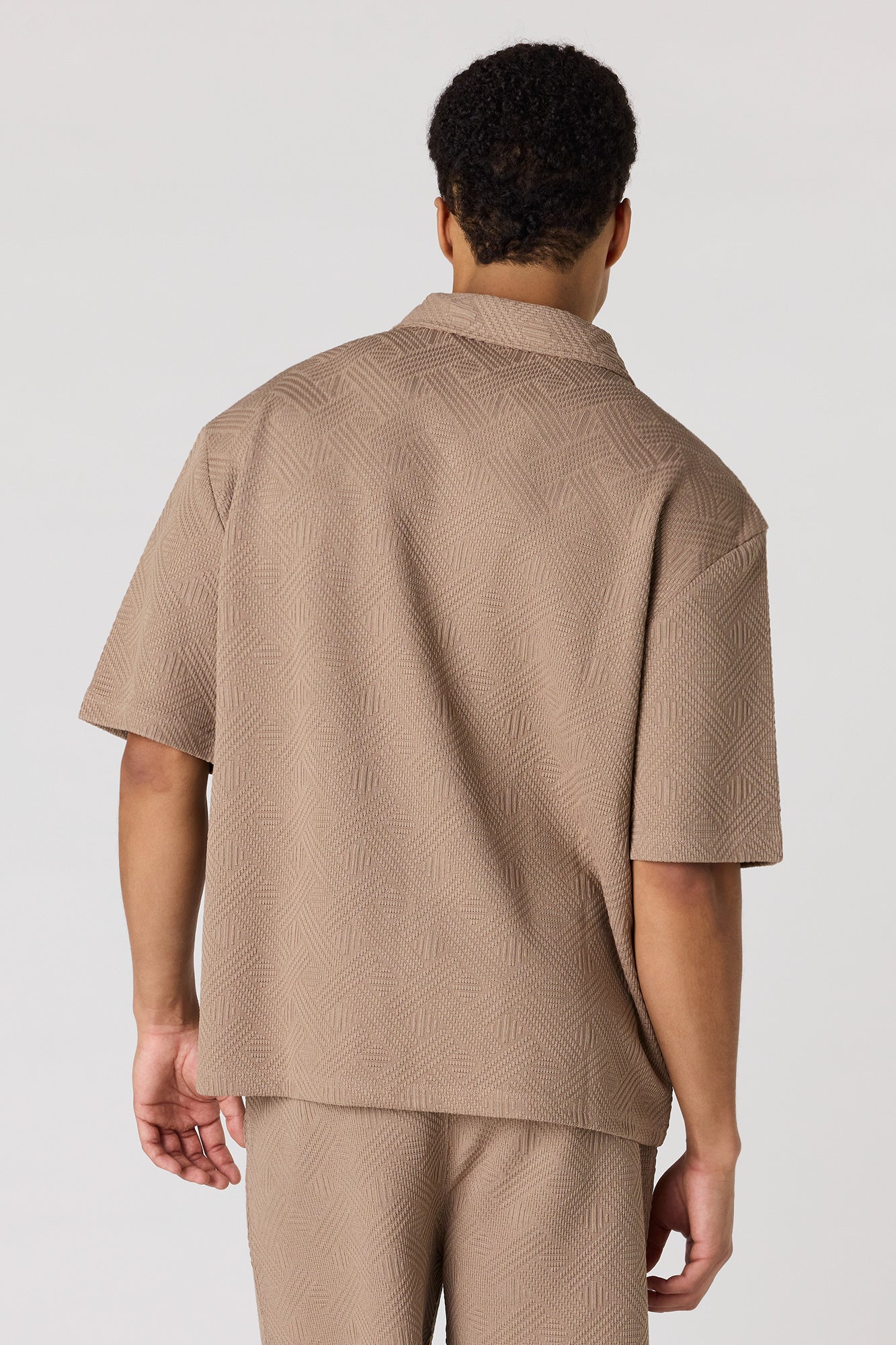 Textured Button-Up Collared Top