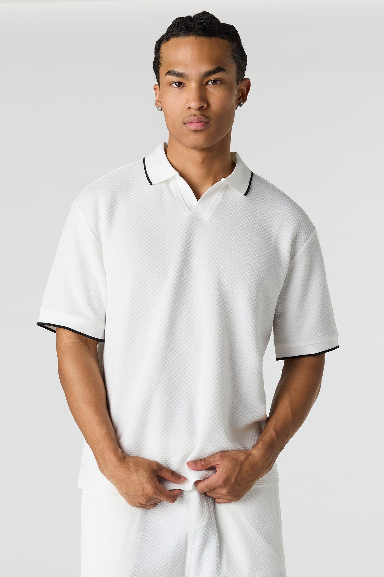 Textured Collared Top