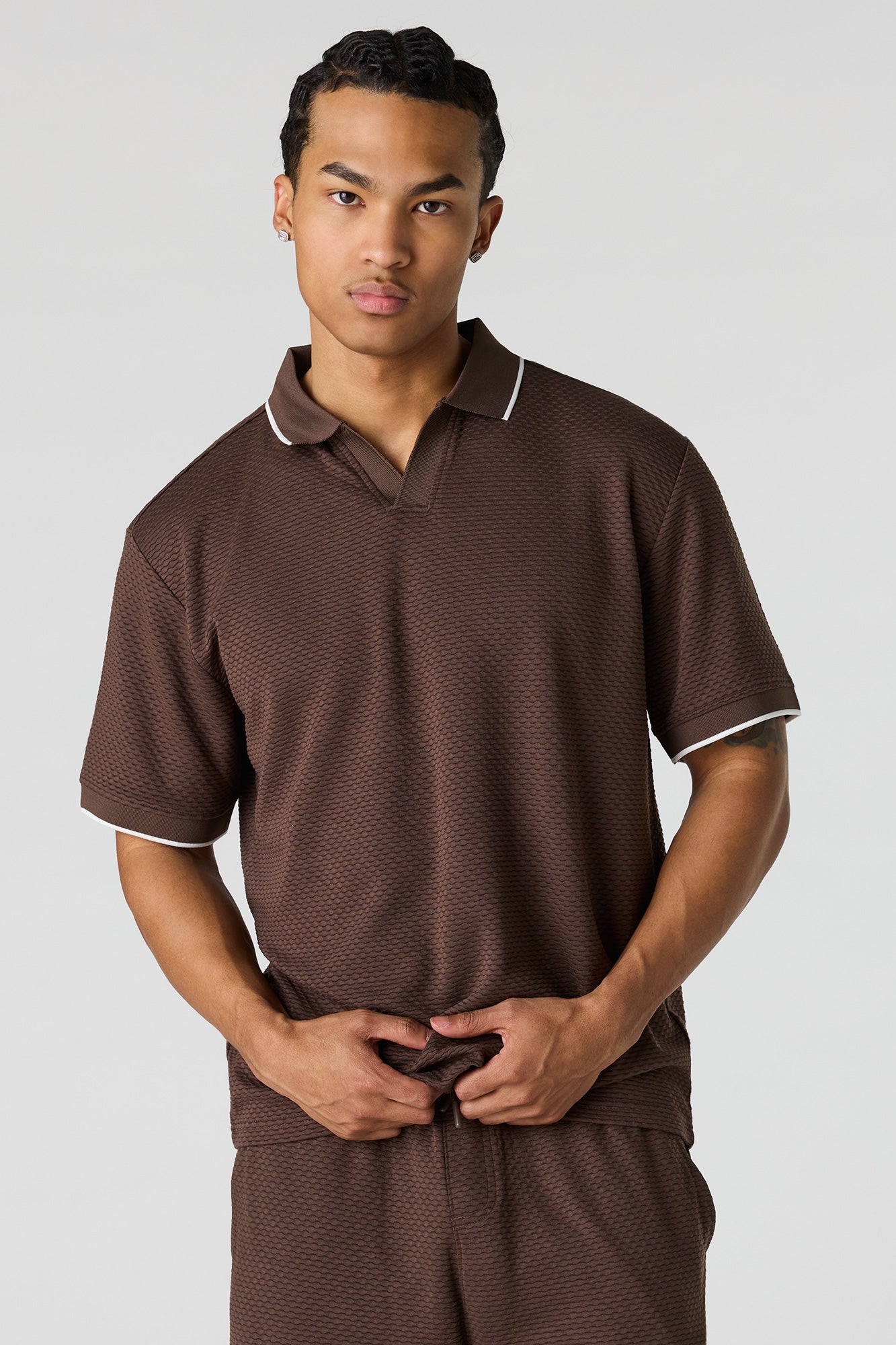 Textured Collared Top