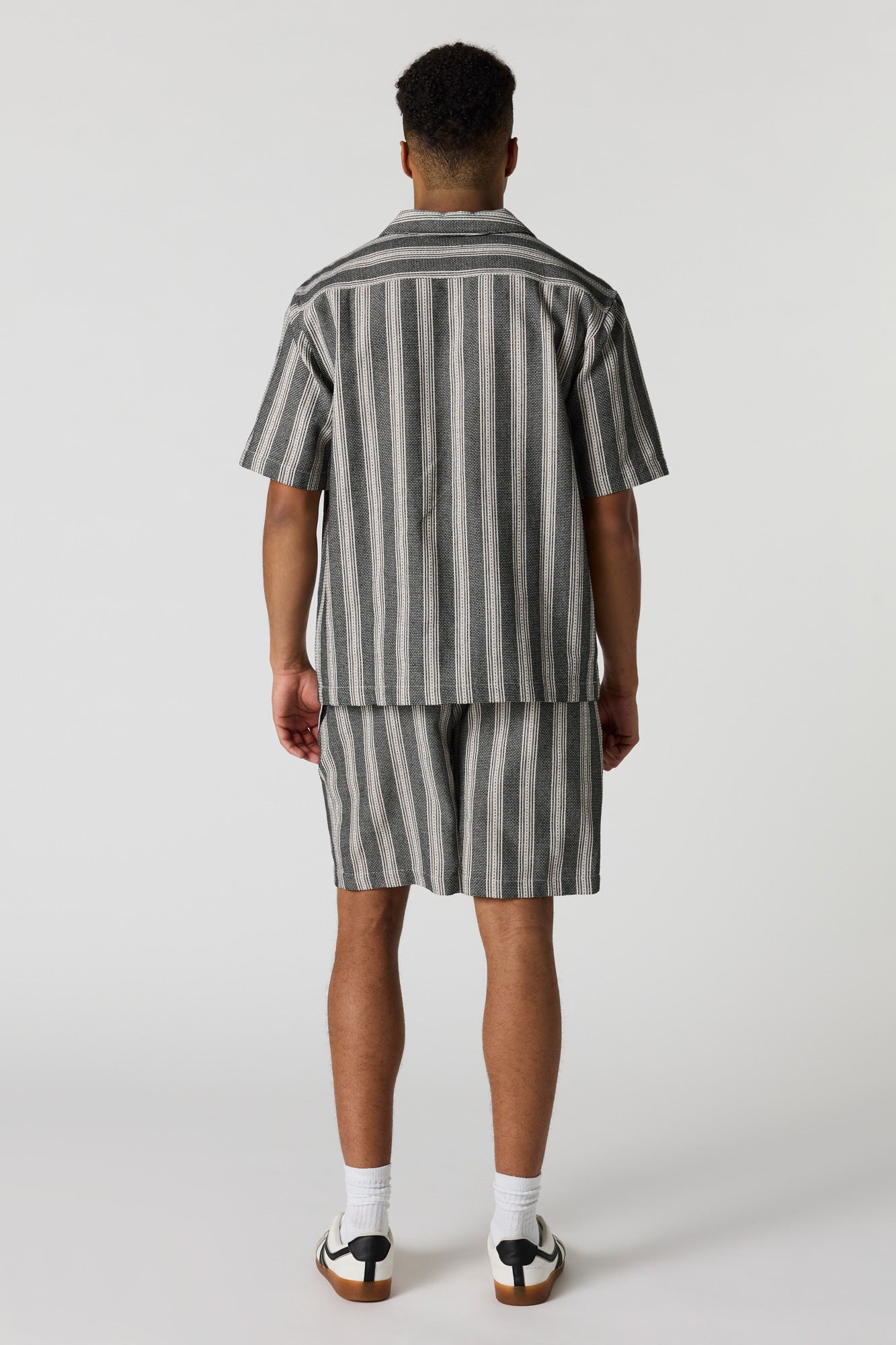 Textured Striped Drawstring Short