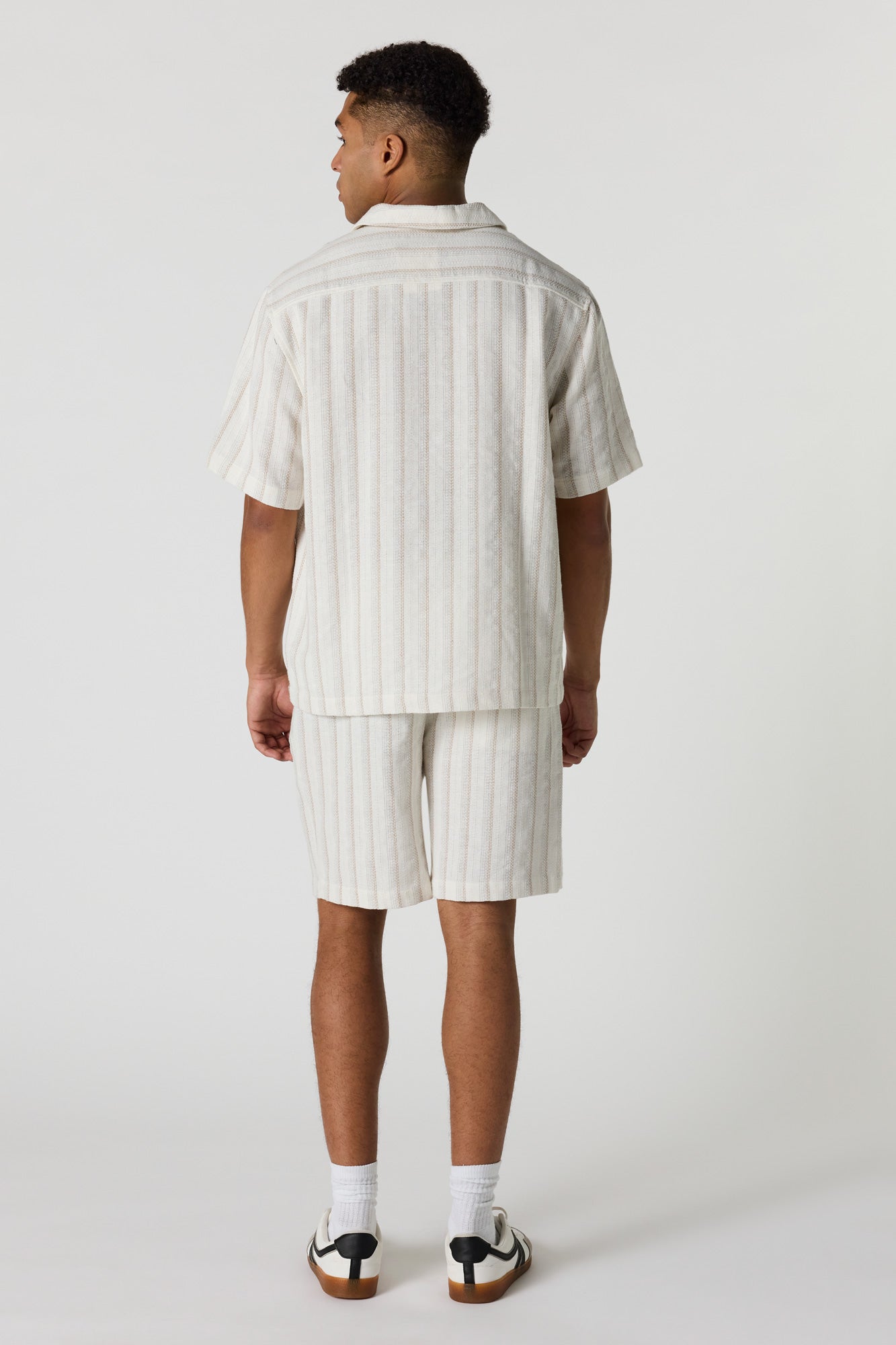 Textured Striped Drawstring Short