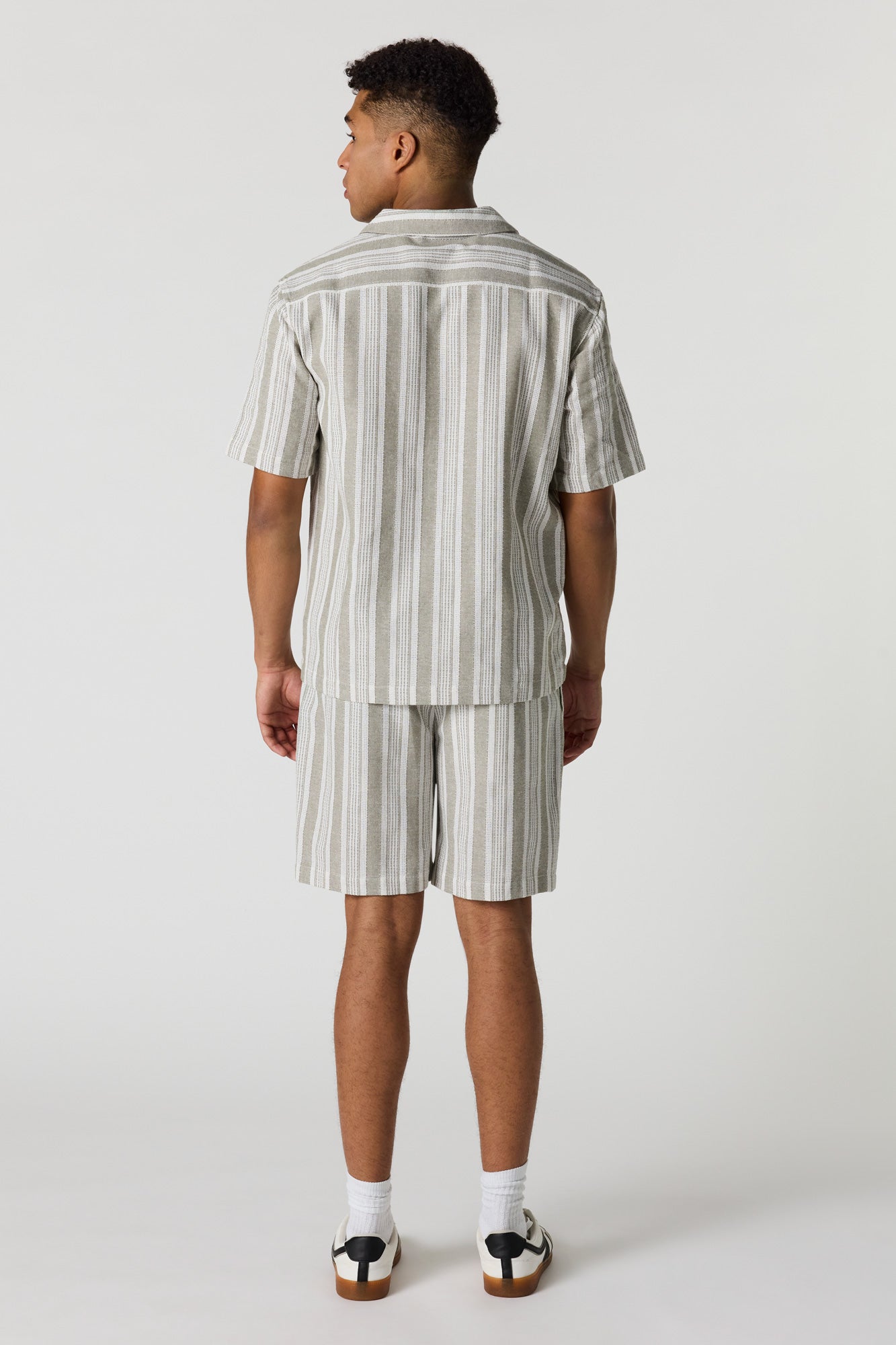 Textured Striped Drawstring Short