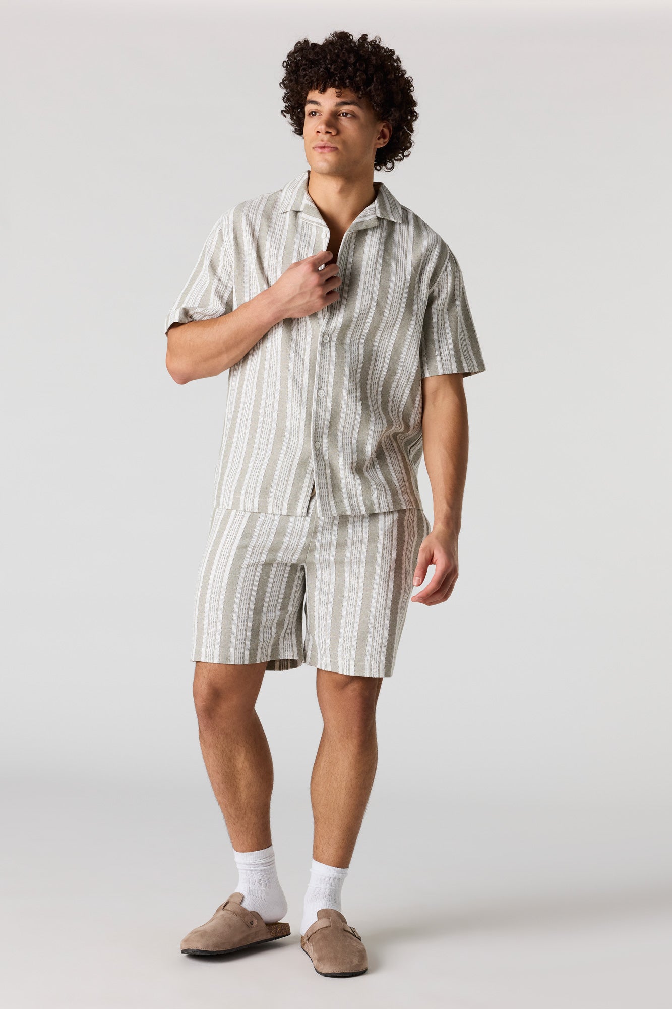 Textured Striped Drawstring Short