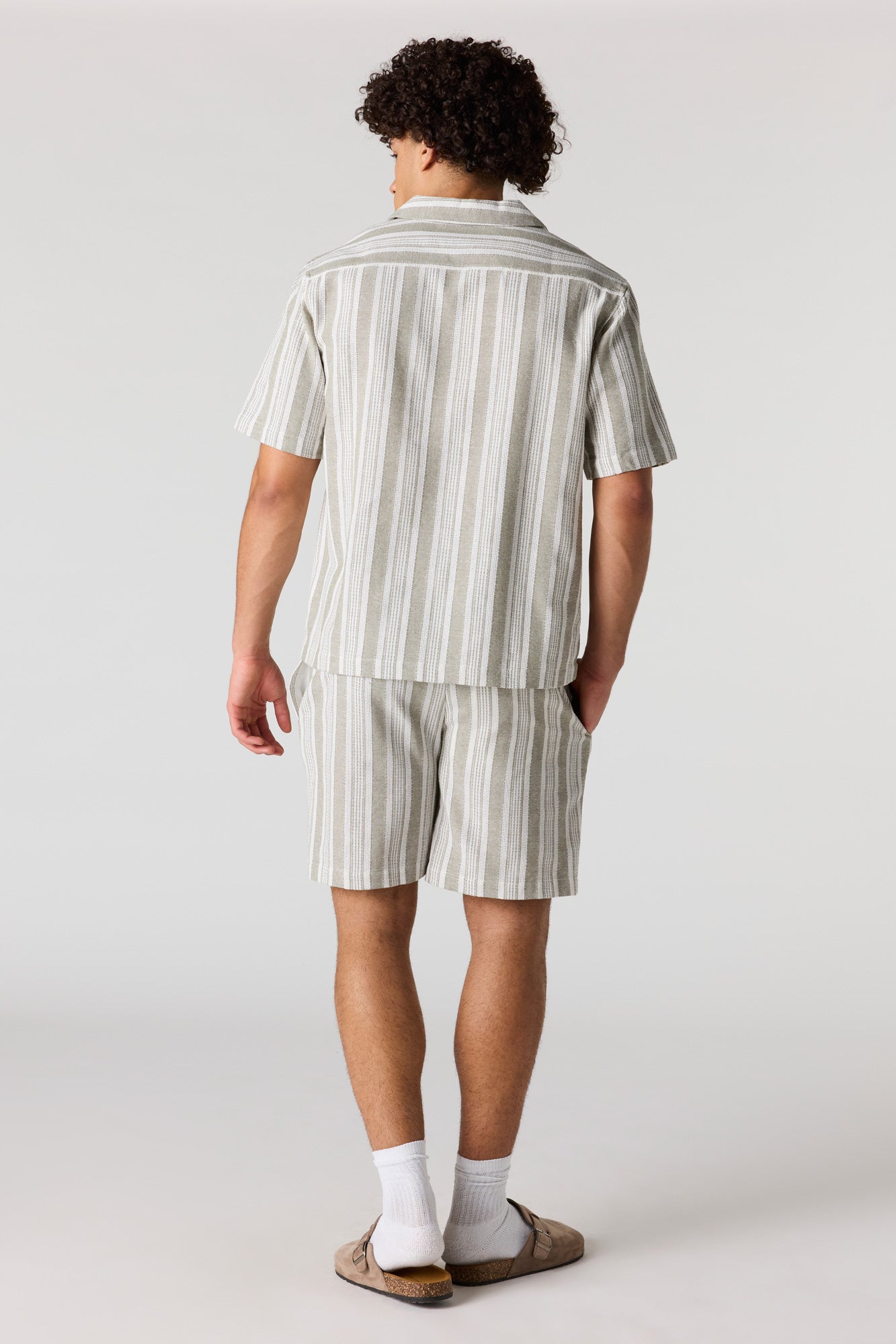 Textured Striped Drawstring Short
