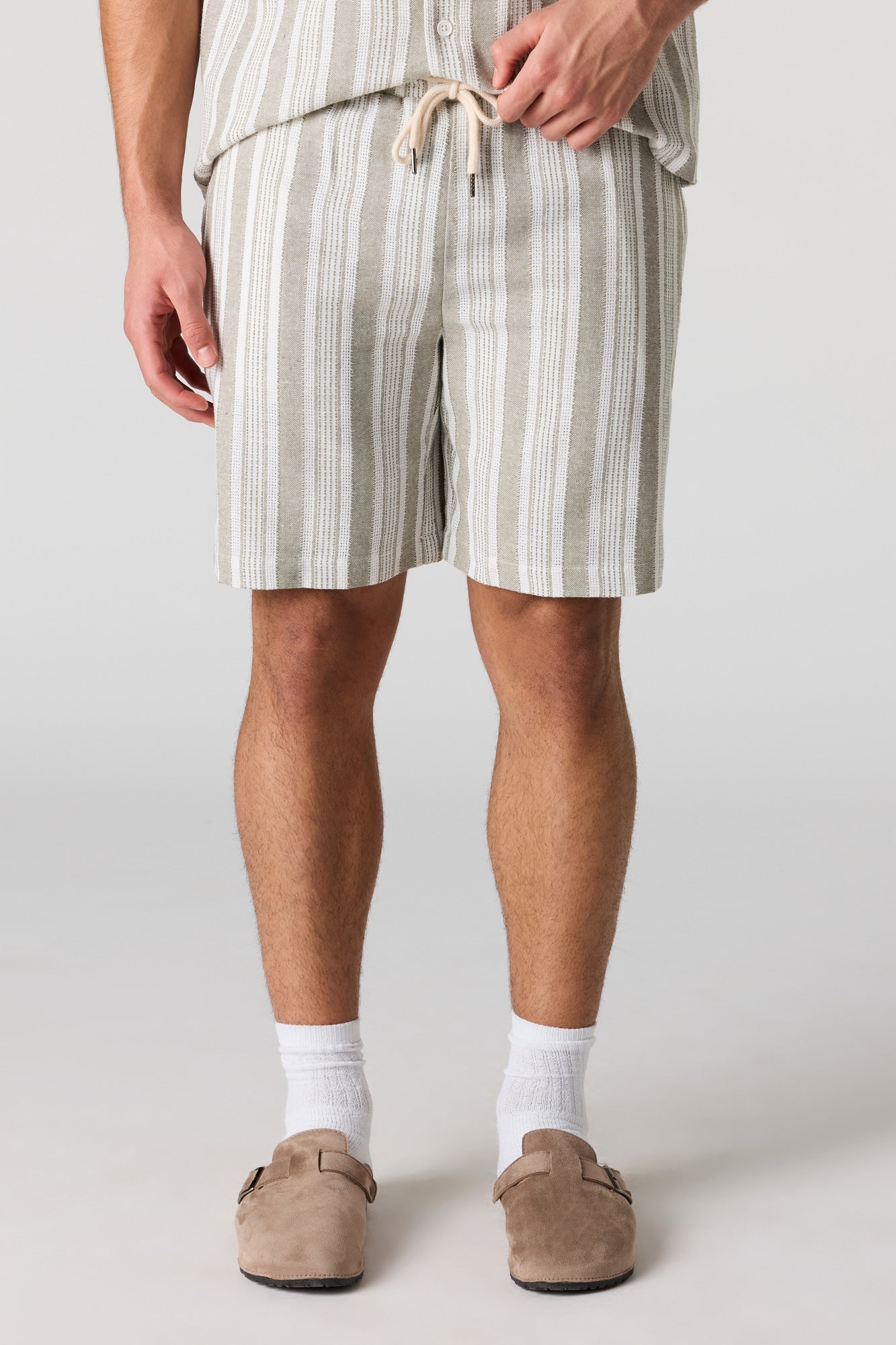 Textured Striped Drawstring Short