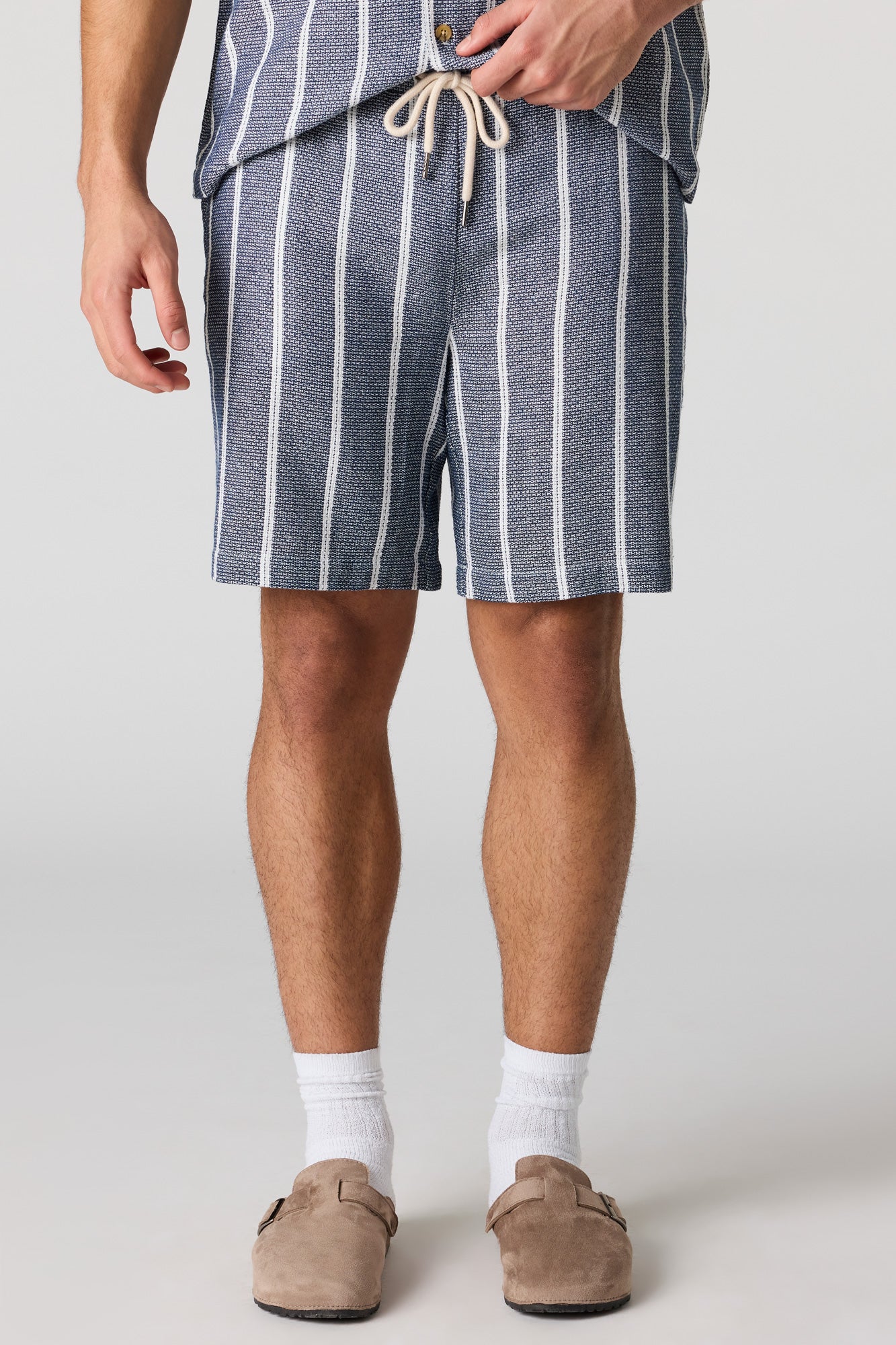 Textured Striped Drawstring Short