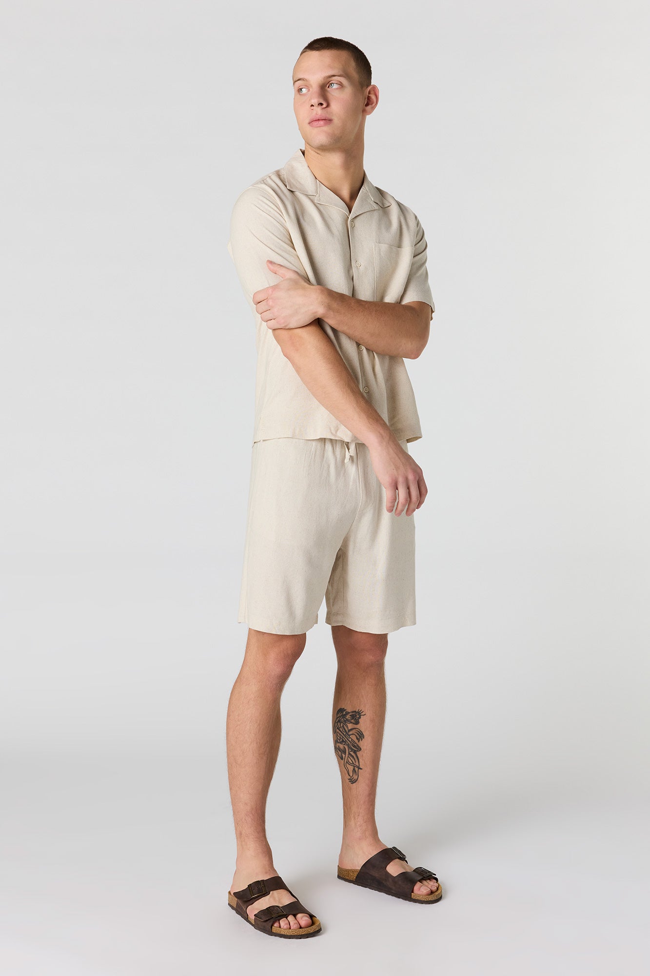 Linen-Blend Drawstring Short