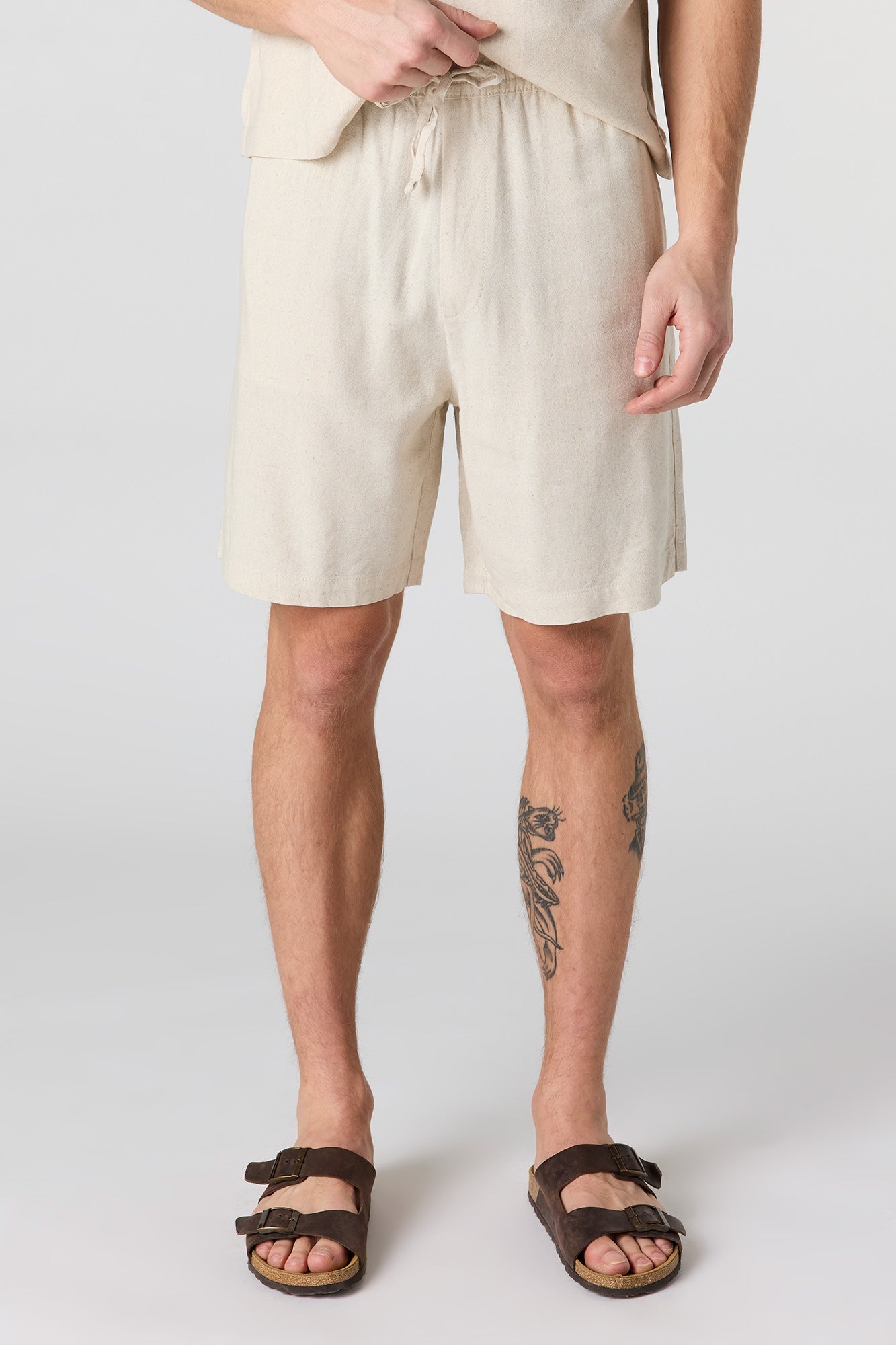 Linen-Blend Drawstring Short