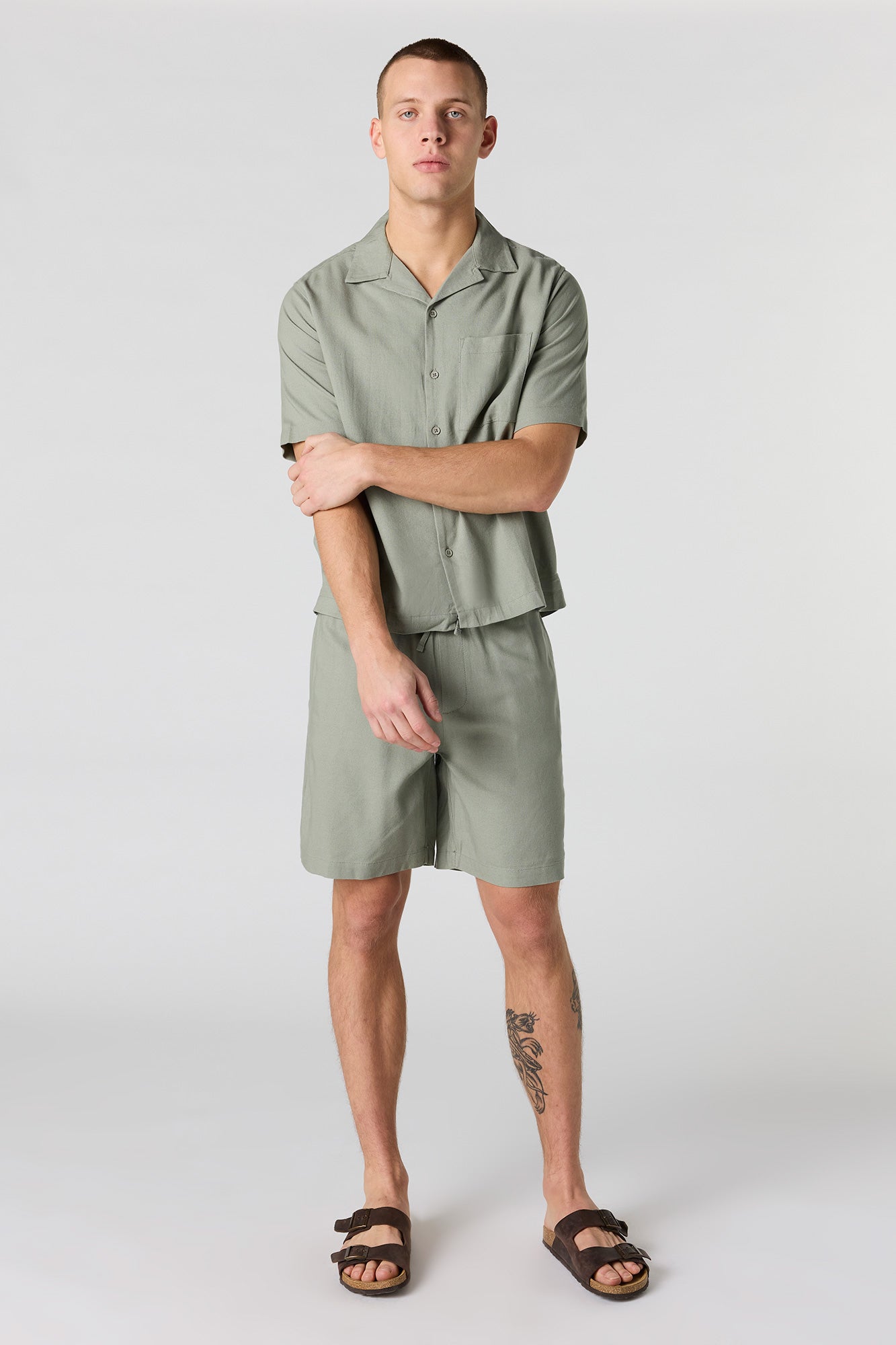 Linen-Blend Drawstring Short