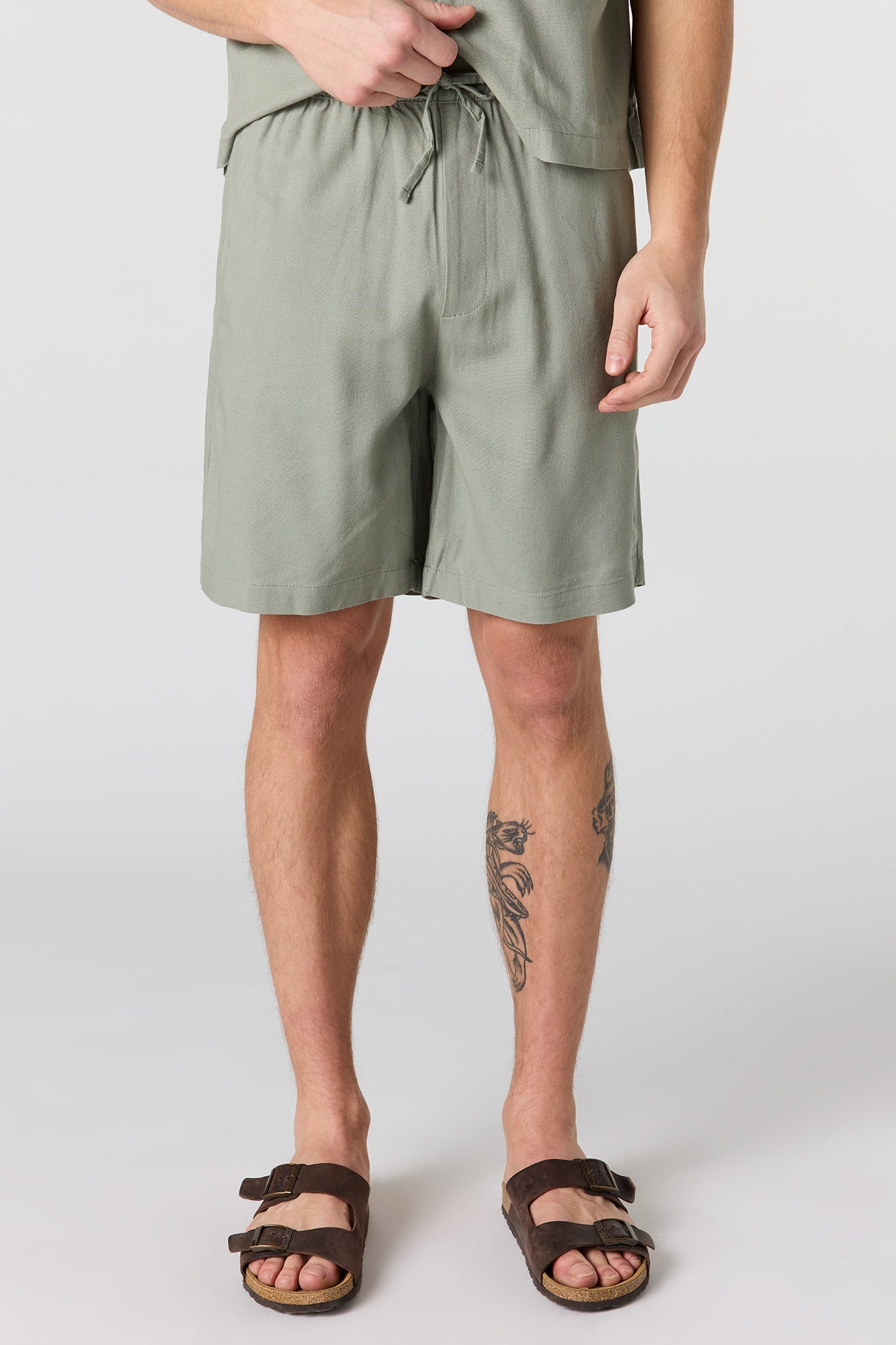 Linen-Blend Drawstring Short