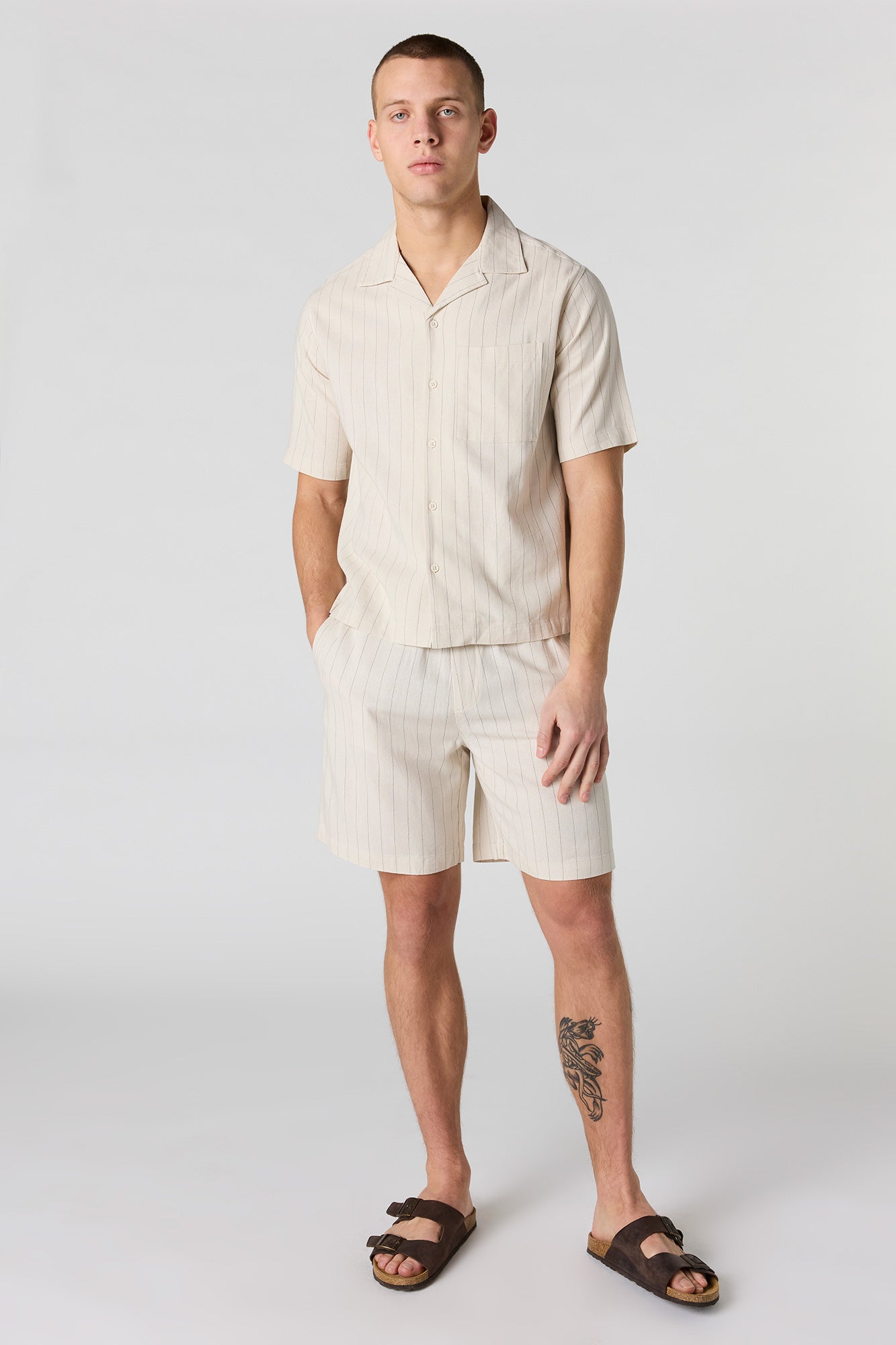 Linen-Blend Drawstring Short