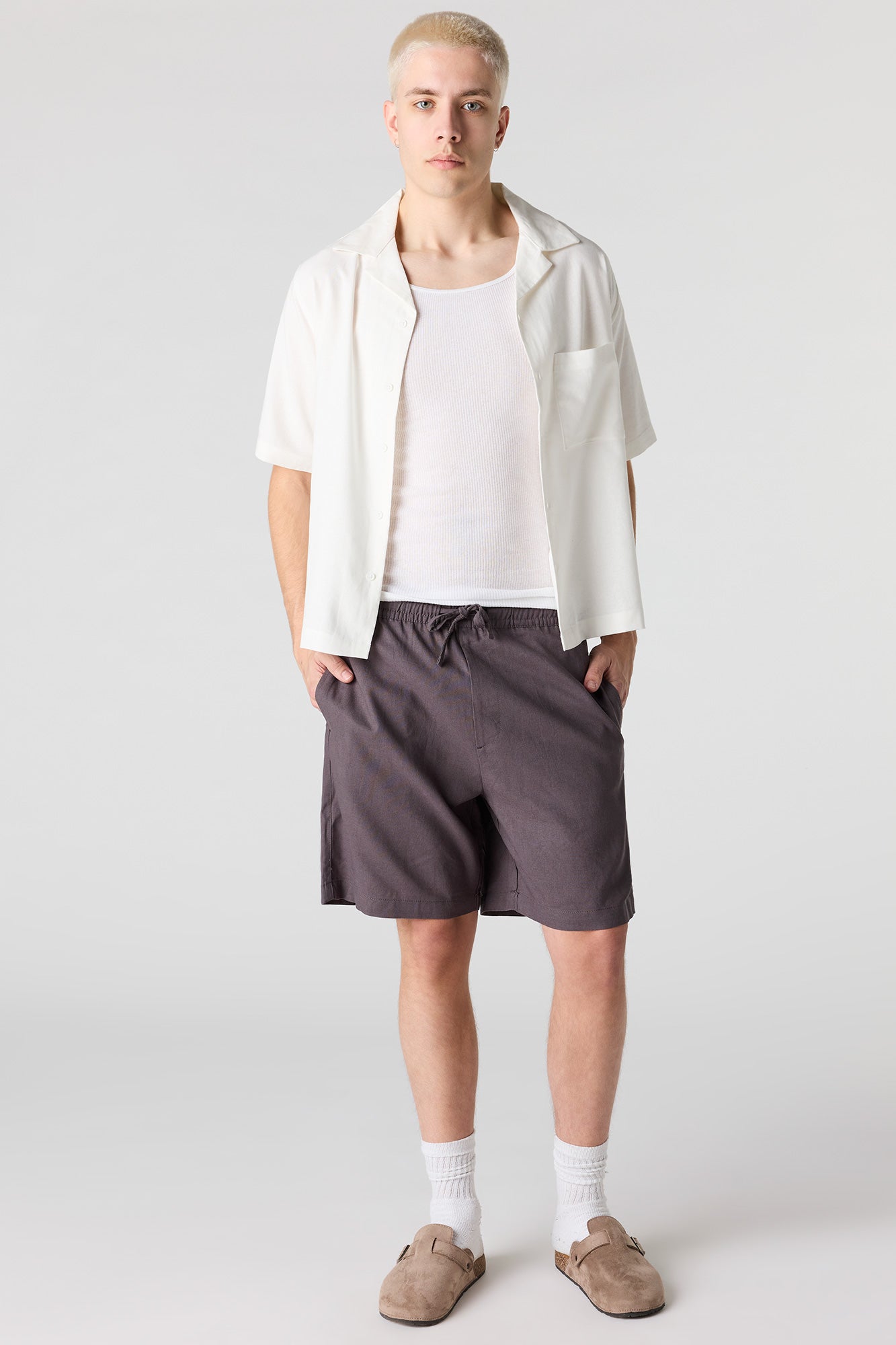 Linen-Blend Drawstring Short
