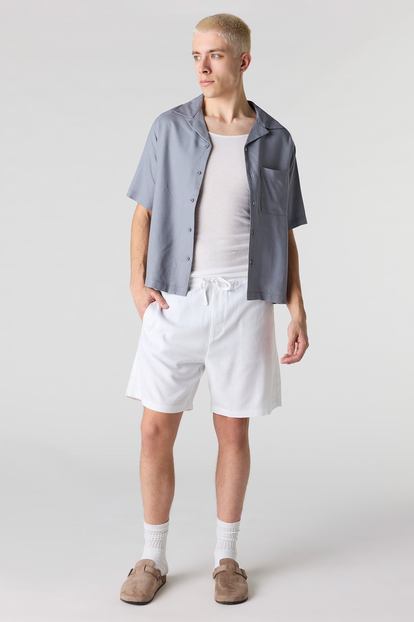 Linen-Blend Drawstring Short