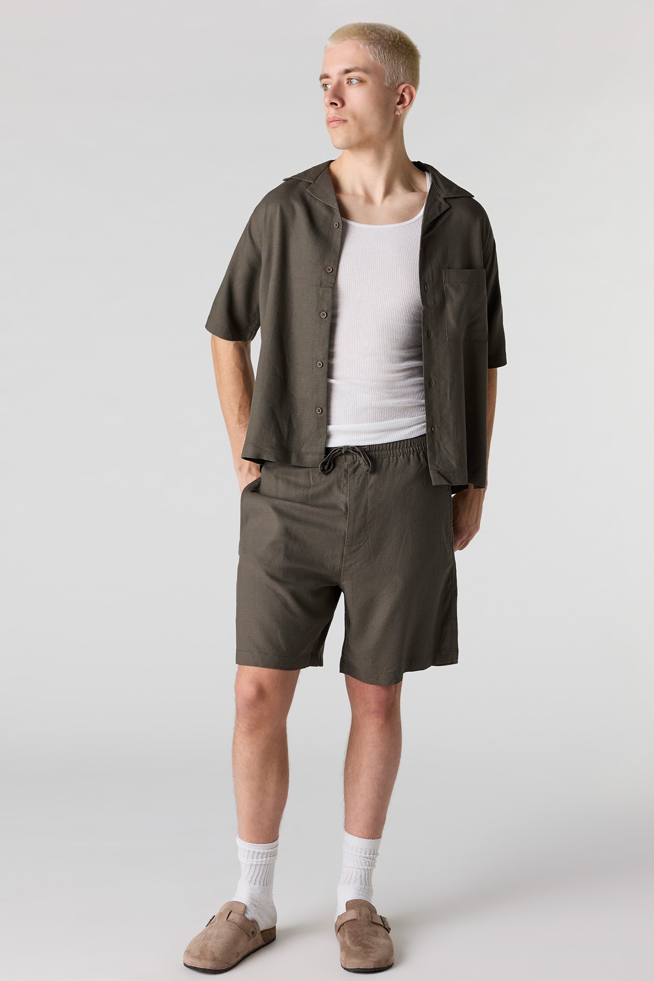 Linen-Blend Drawstring Short