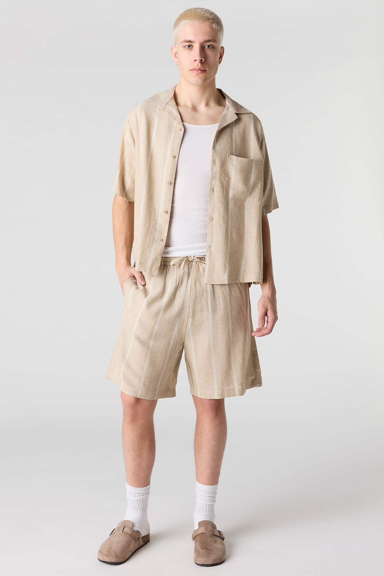Linen-Blend Drawstring Short