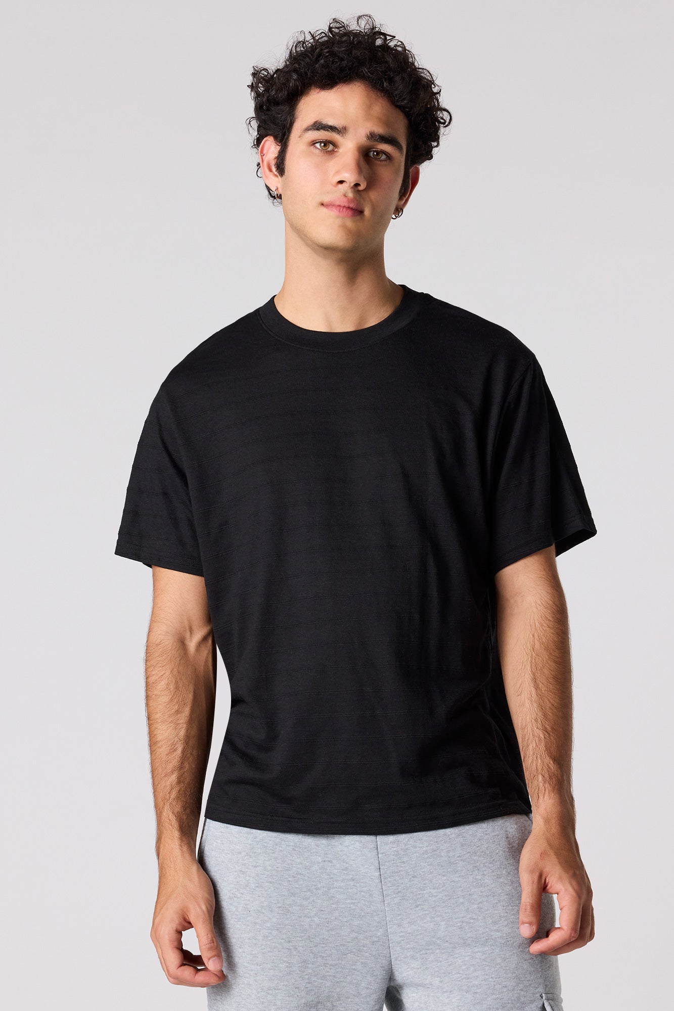 Premium Heavyweight Cotton Textured Stripe T-Shirt