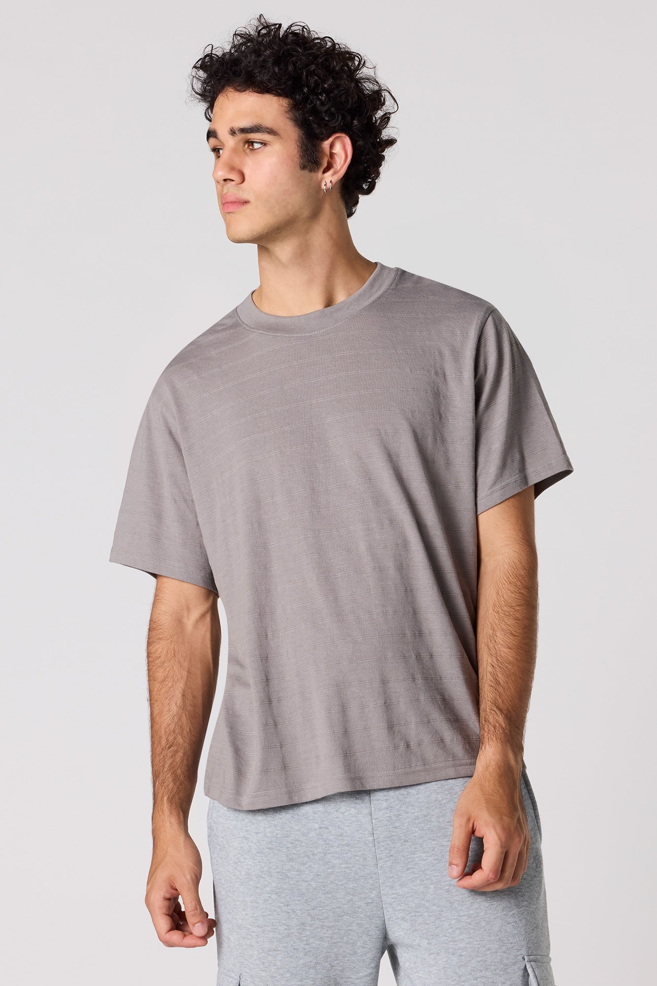 Premium Heavyweight Cotton Textured Stripe T-Shirt