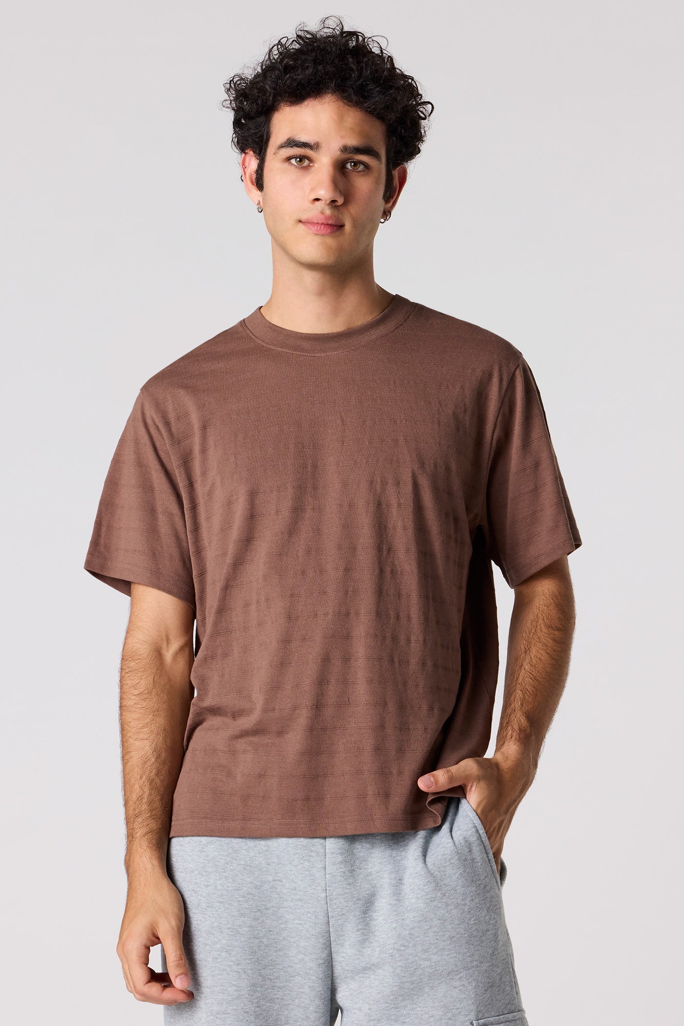 Premium Heavyweight Cotton Textured Stripe T-Shirt
