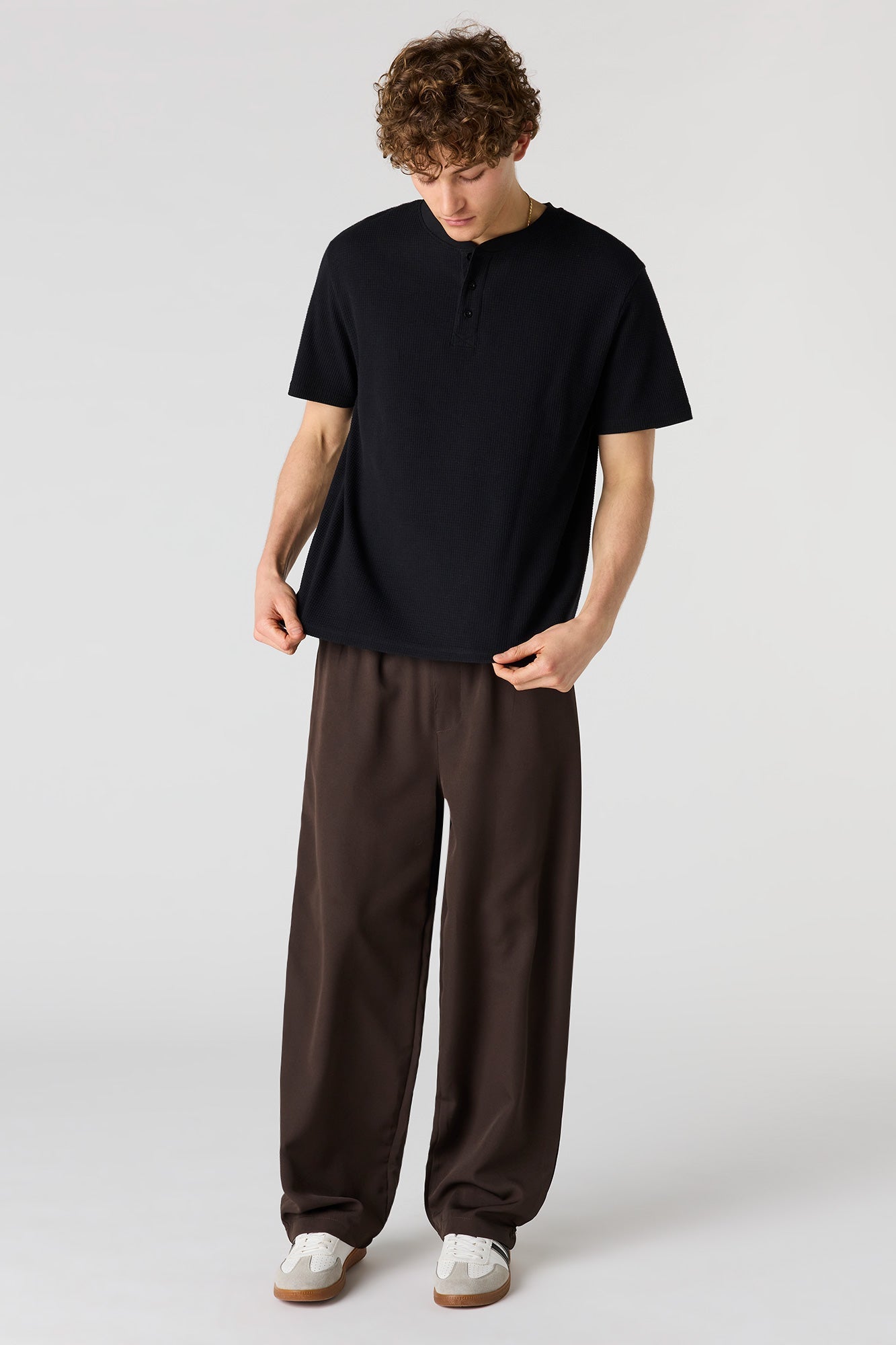 Waffle Knit Henley T-Shirt