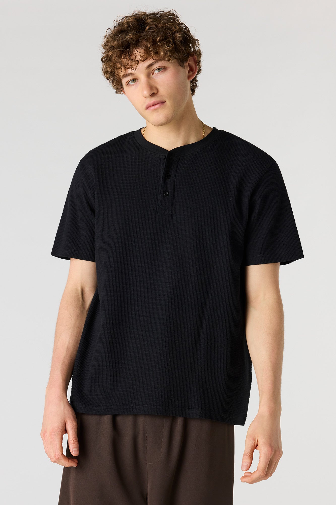 Waffle Knit Henley T-Shirt