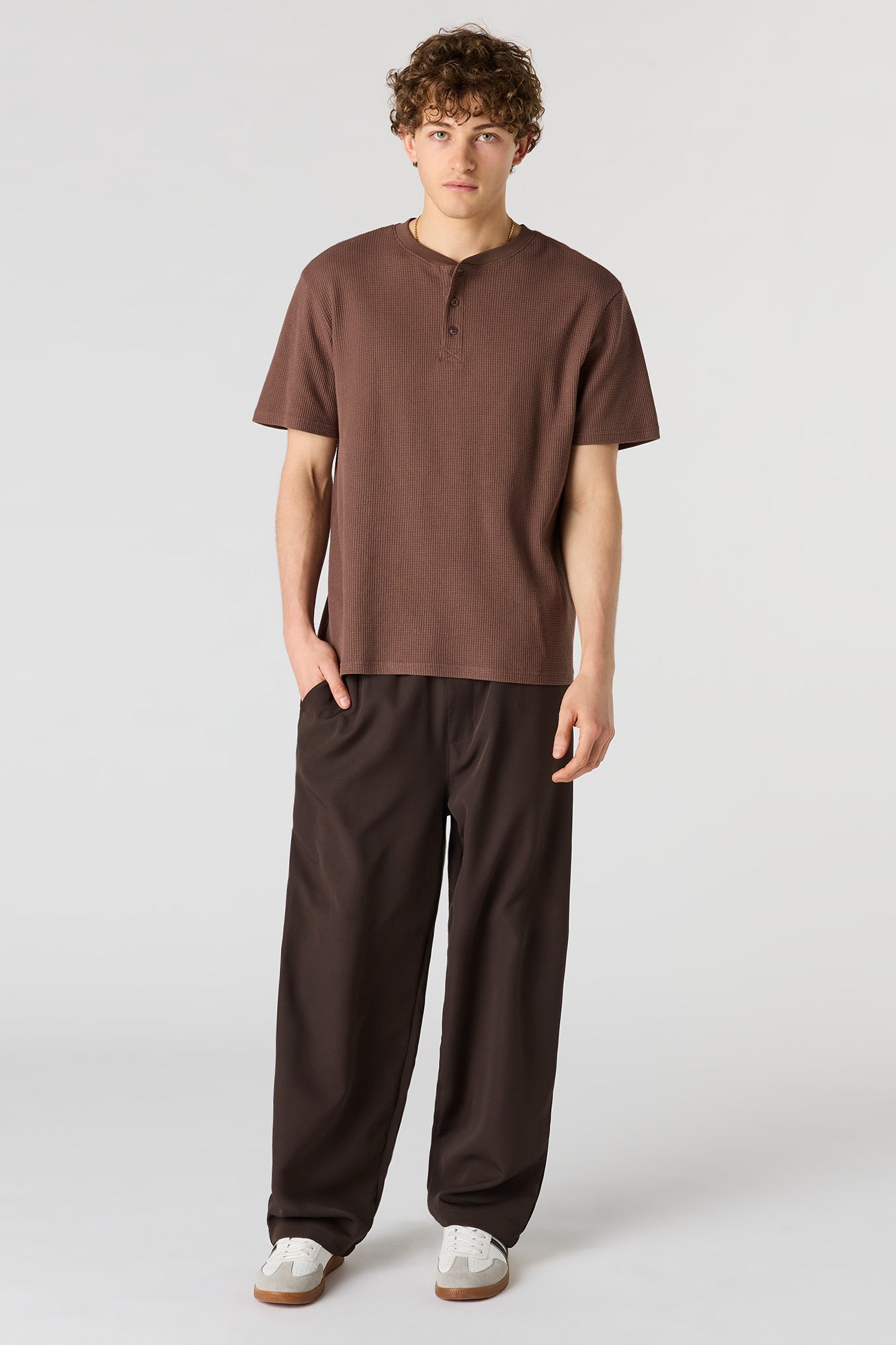 Waffle Knit Henley T-Shirt