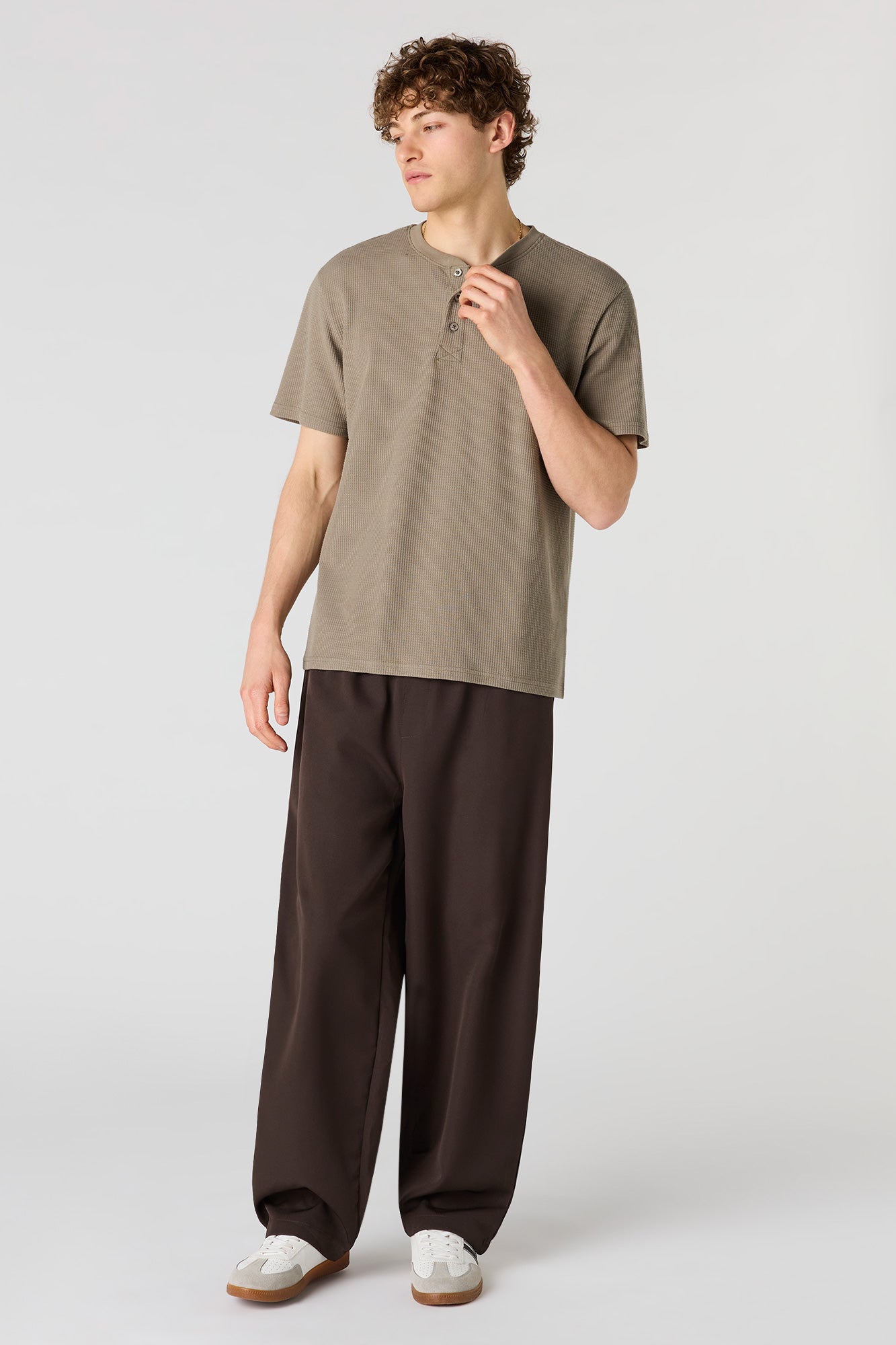 Waffle Knit Henley T-Shirt
