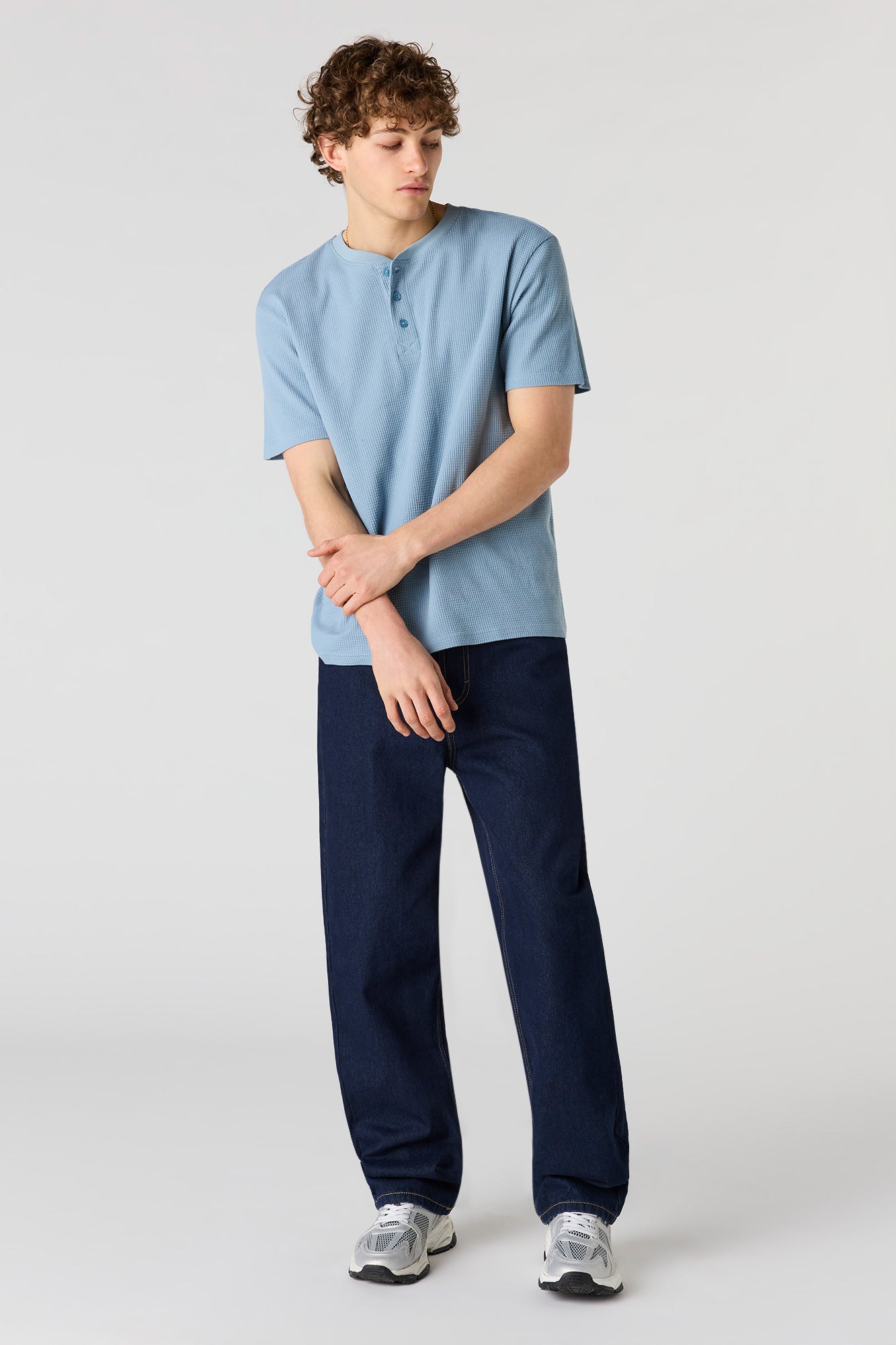 Waffle Knit Henley T-Shirt