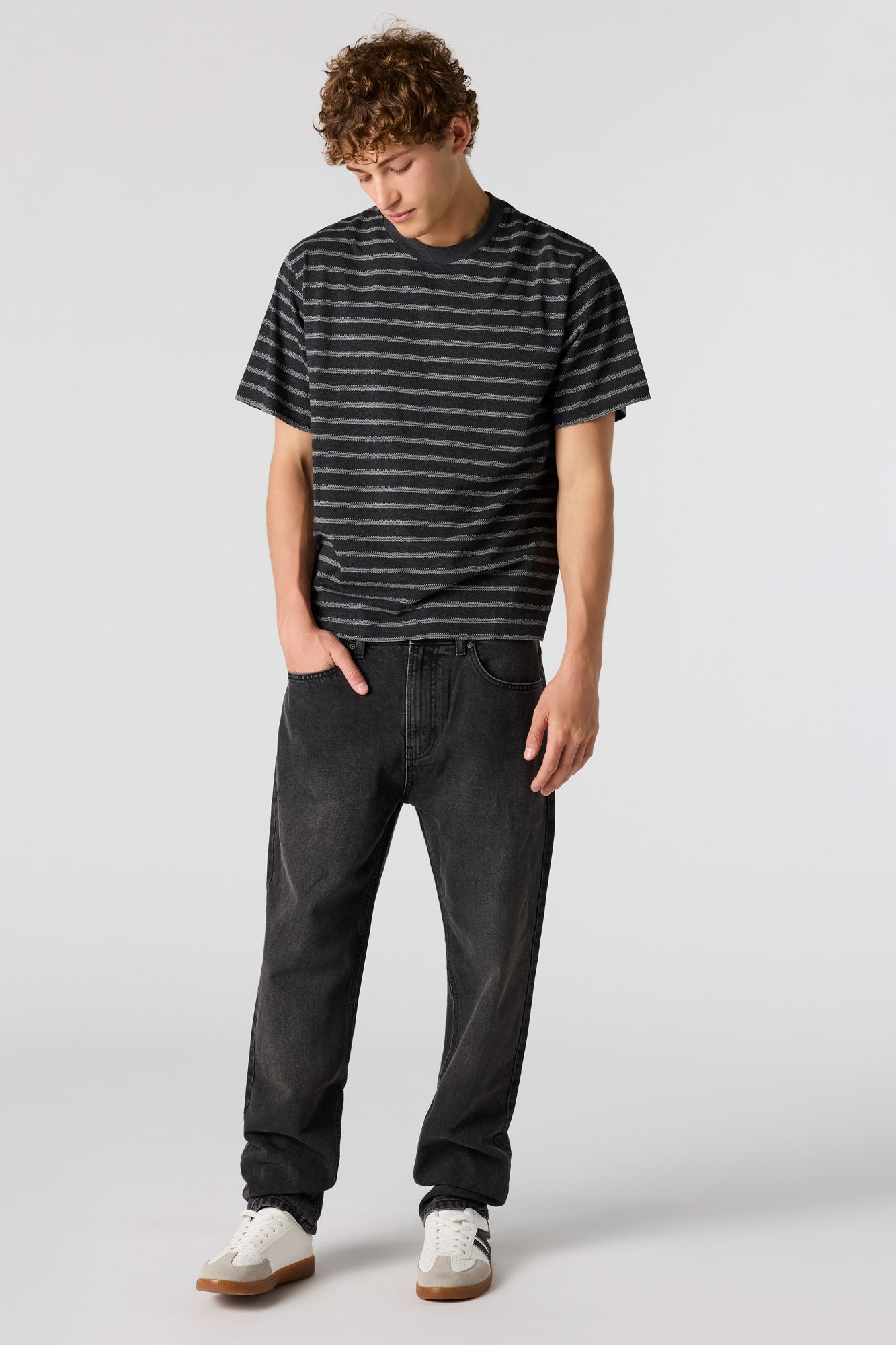 Premium Heavyweight Cotton Jacquard Striped T-Shirt