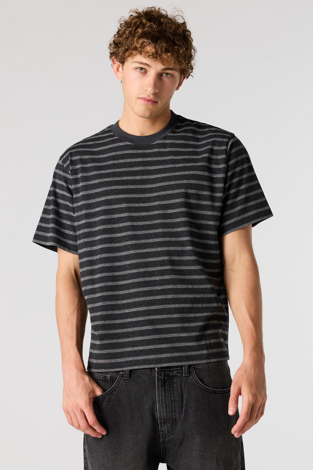 Premium Heavyweight Cotton Jacquard Striped T-Shirt