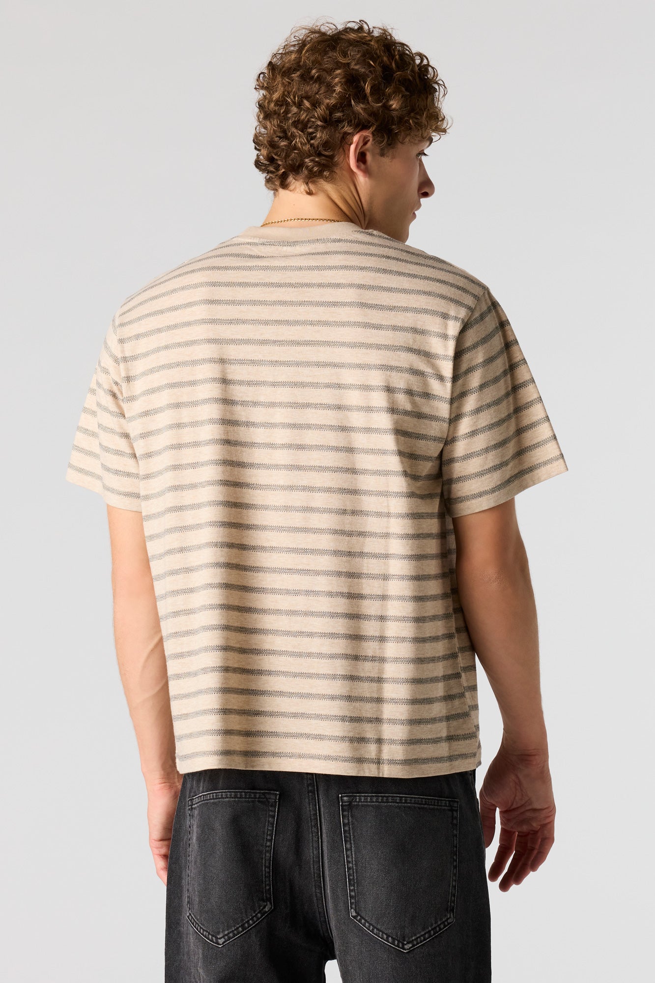 Premium Heavyweight Cotton Jacquard Striped T-Shirt